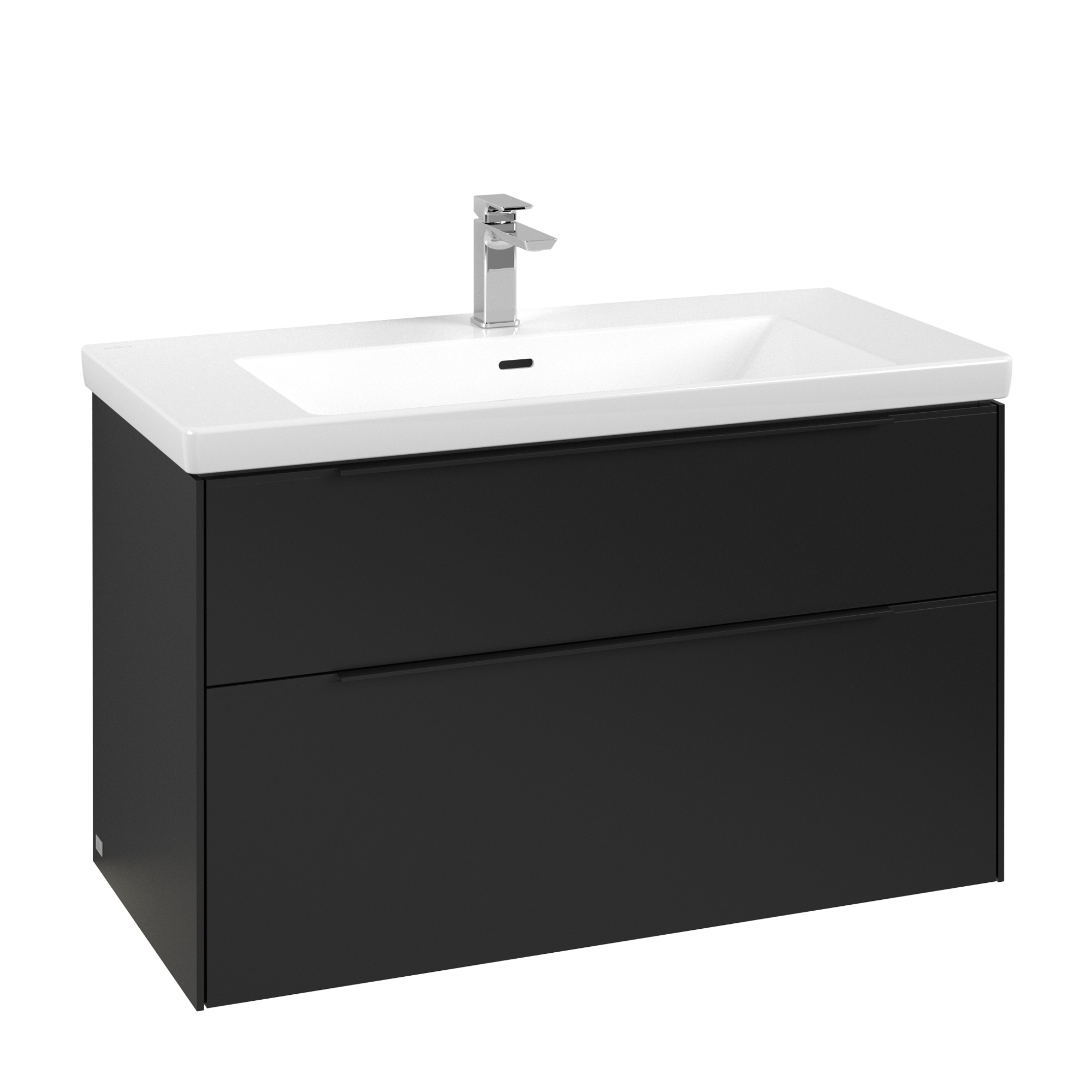 Villeroy & Boch Subway 3.0 Vanity unit, with lighting, 2 pull-out compartments, 973x576x462mm, Body: Volcano Black, Front: Volcano Black