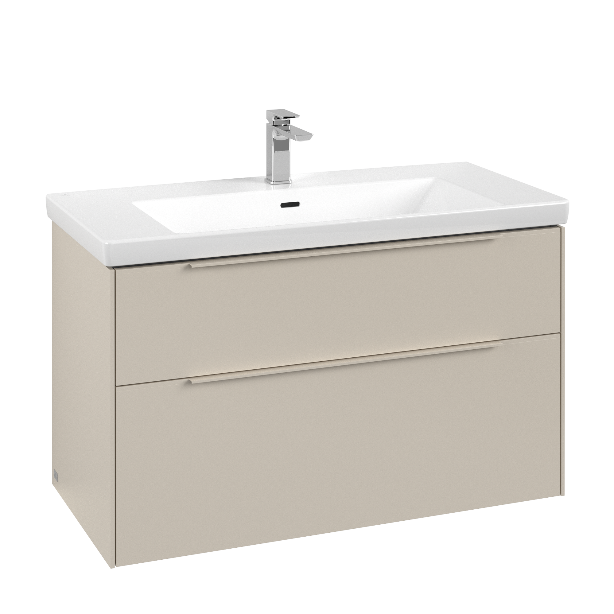 Villeroy & Boch Subway 3.0 Waschbeckenunterschrank, mit Beleuchtung, 2 Auszüge, 973x576x462mm, Korpus: Cashmere Grey, Front: Cashmere Grey