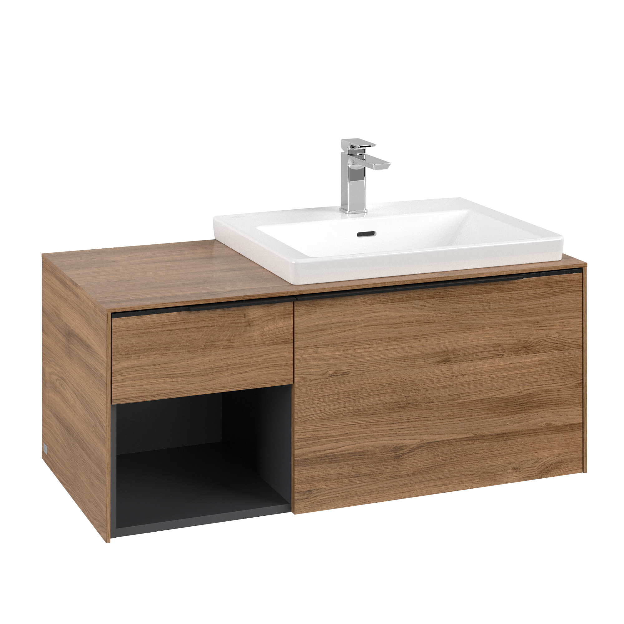 Villeroy & Boch Subway 3.0 Waschbeckenunterschrank, 2 Auszüge, 1001x423x500mm, Korpus: Kansas Oak, Front: Kansas Oak