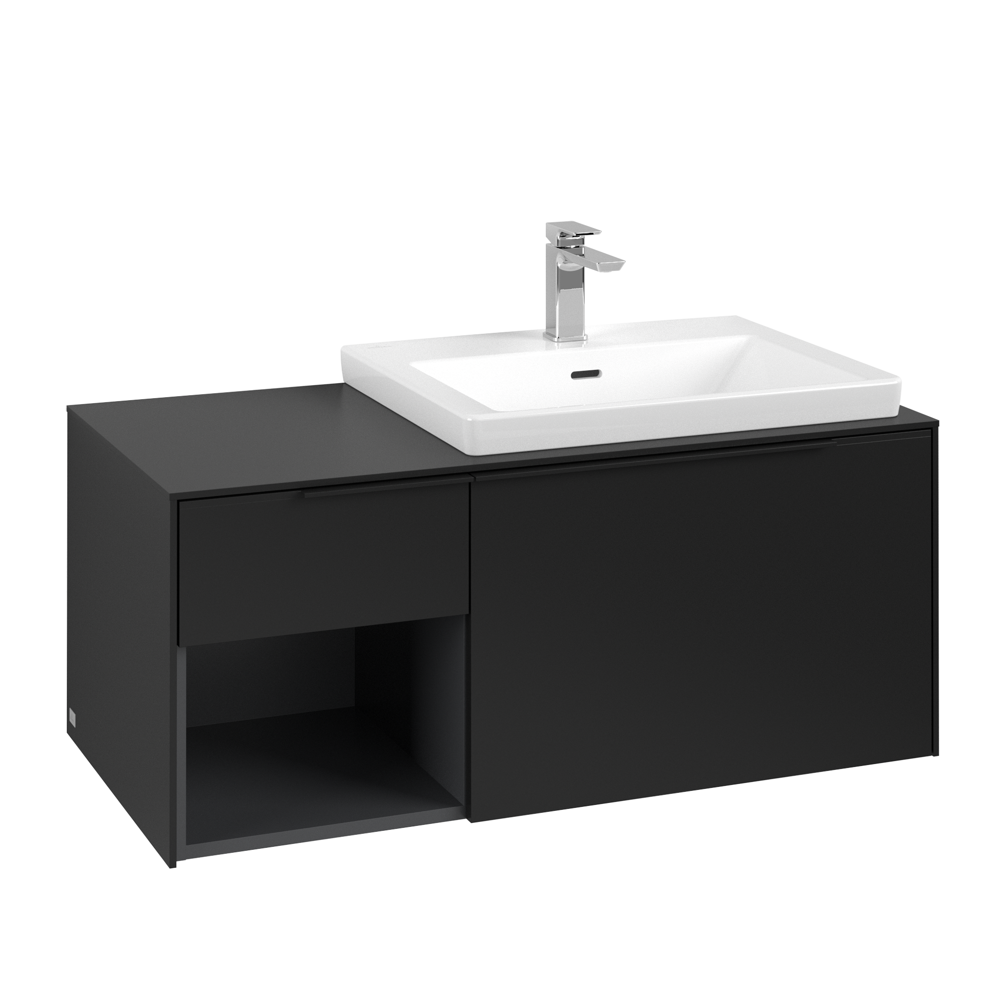 Villeroy & Boch Subway 3.0 Waschbeckenunterschrank, 2 Auszüge, 1001x423x500mm, Korpus: Volcano Black, Front: Volcano Black