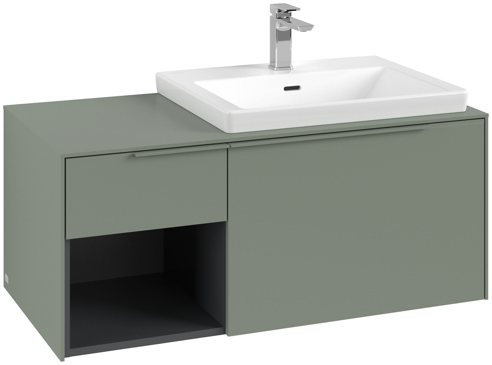 Villeroy & Boch Subway 3.0 Vanity unit, 2 pull-out compartments, 1001x423x500mm, Body: Soft Green, Front: Soft Green