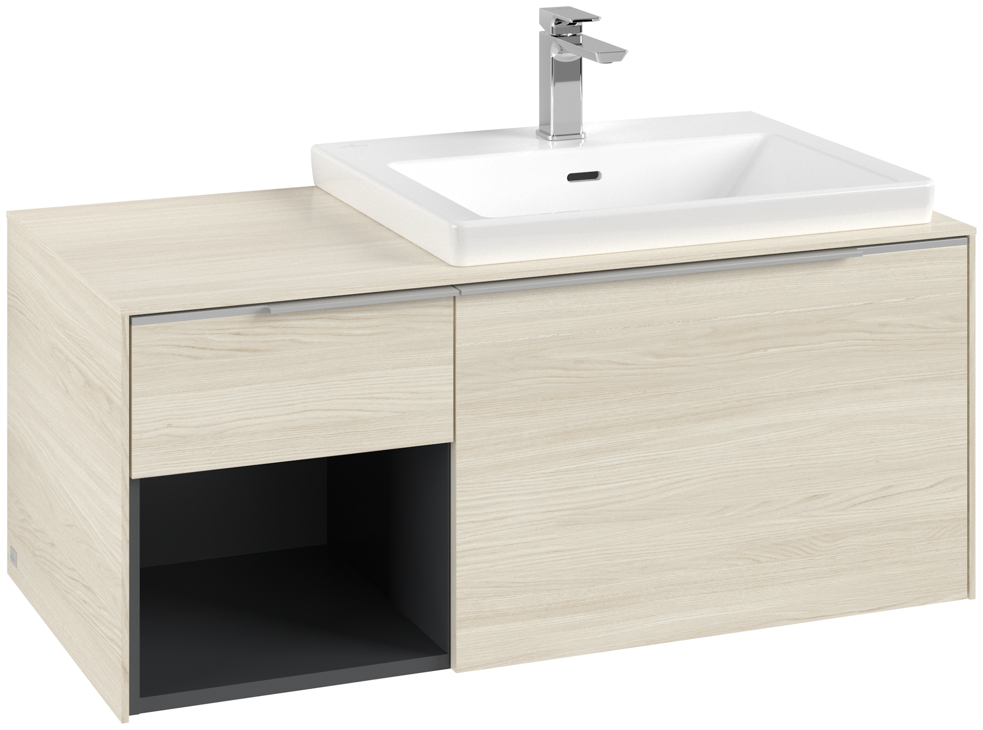 Villeroy & Boch Subway 3.0 Waschbeckenunterschrank, mit Beleuchtung, 2 Auszüge, 1001x423x500mm, Korpus: White Oak, Front: White Oak