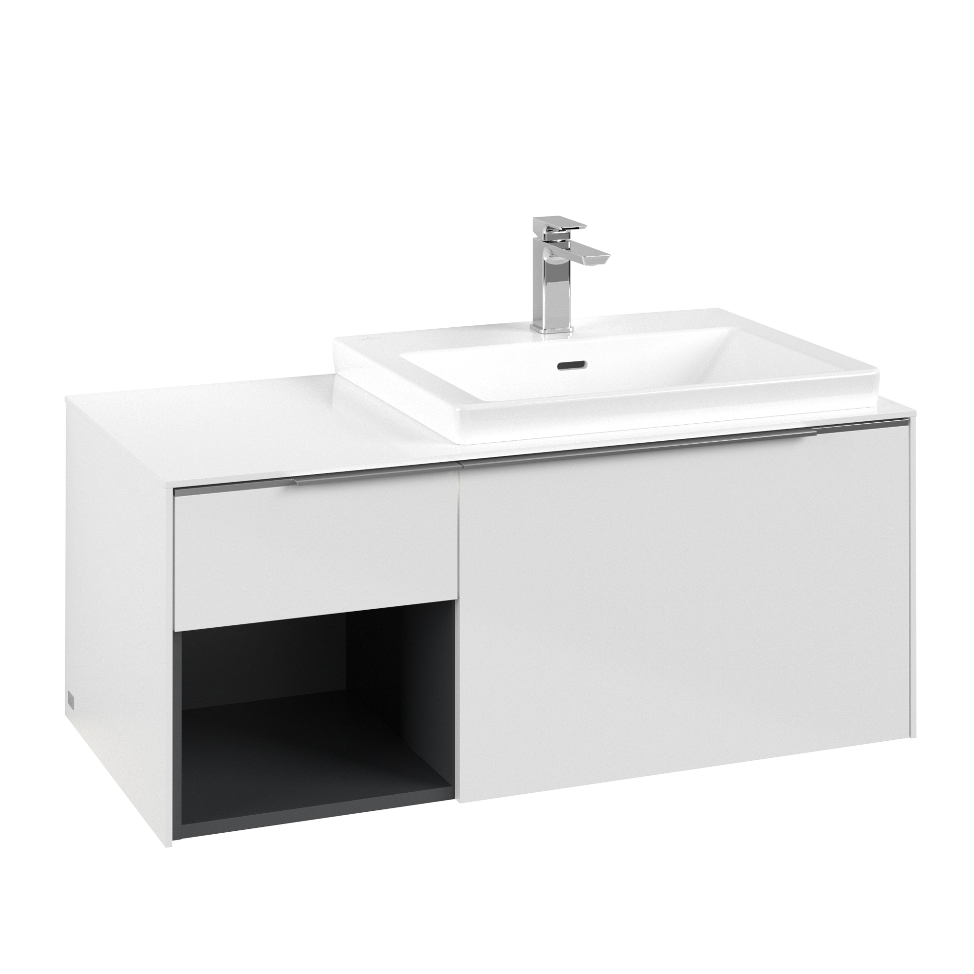 Villeroy & Boch Subway 3.0 Waschbeckenunterschrank, mit Beleuchtung, 2 Auszüge, 1001x423x500mm, Korpus: Brilliant White, Front: Brilliant White
