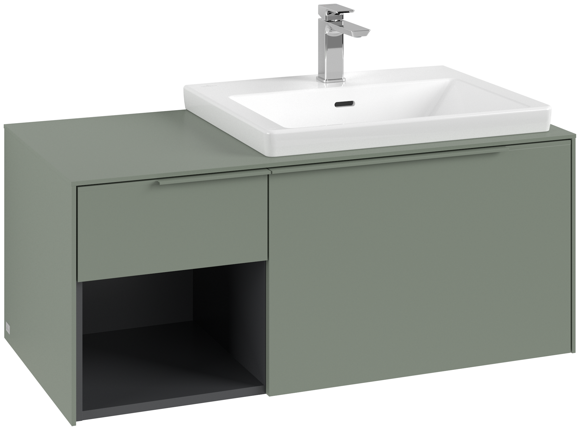 Villeroy & Boch Subway 3.0 Vanity unit, with lighting, 2 pull-out compartments, 1001x423x500mm, Body: Soft Green, Front: Soft Green
