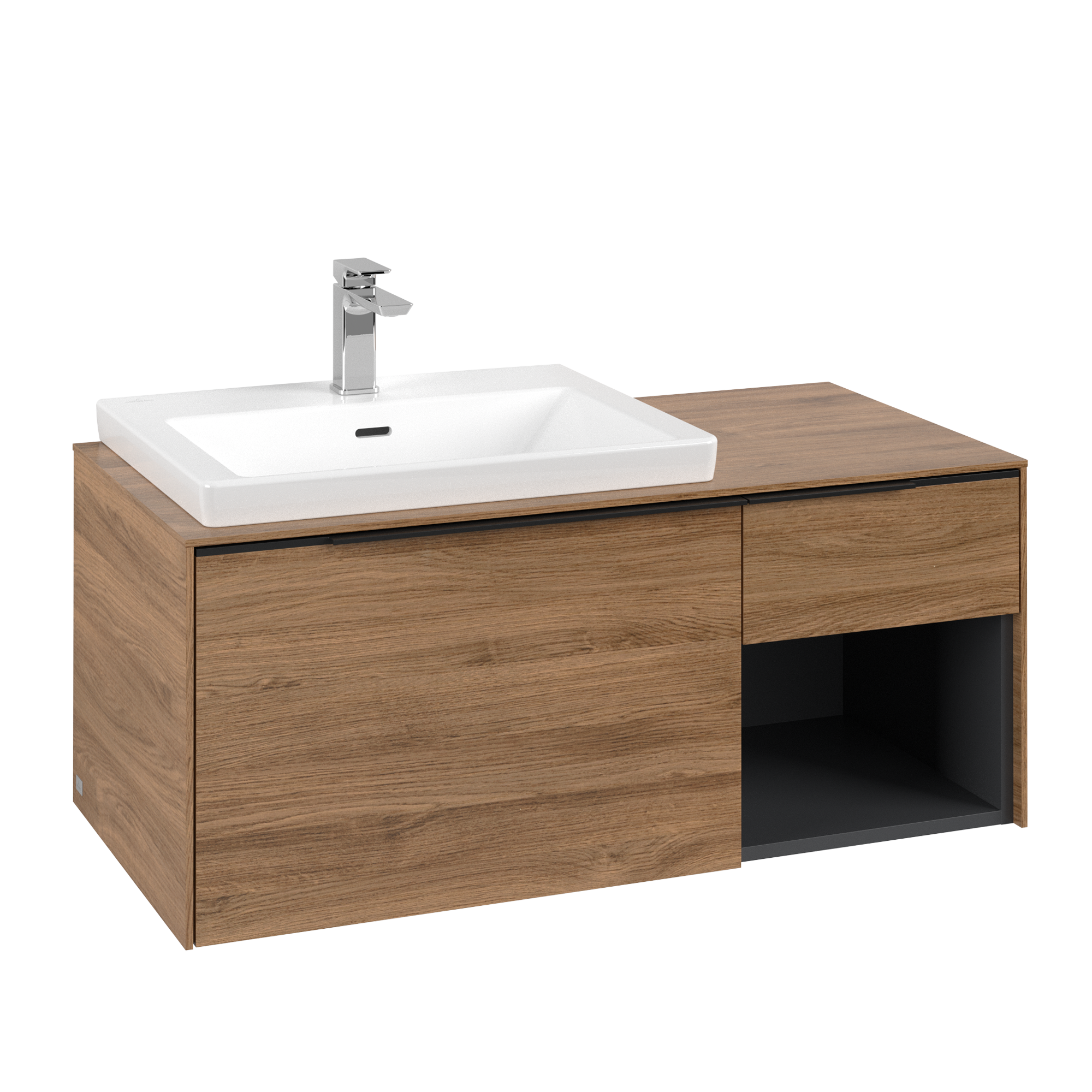 Villeroy & Boch Subway 3.0 Waschbeckenunterschrank, 2 Auszüge, 1001x423x500mm, Korpus: Kansas Oak, Front: Kansas Oak