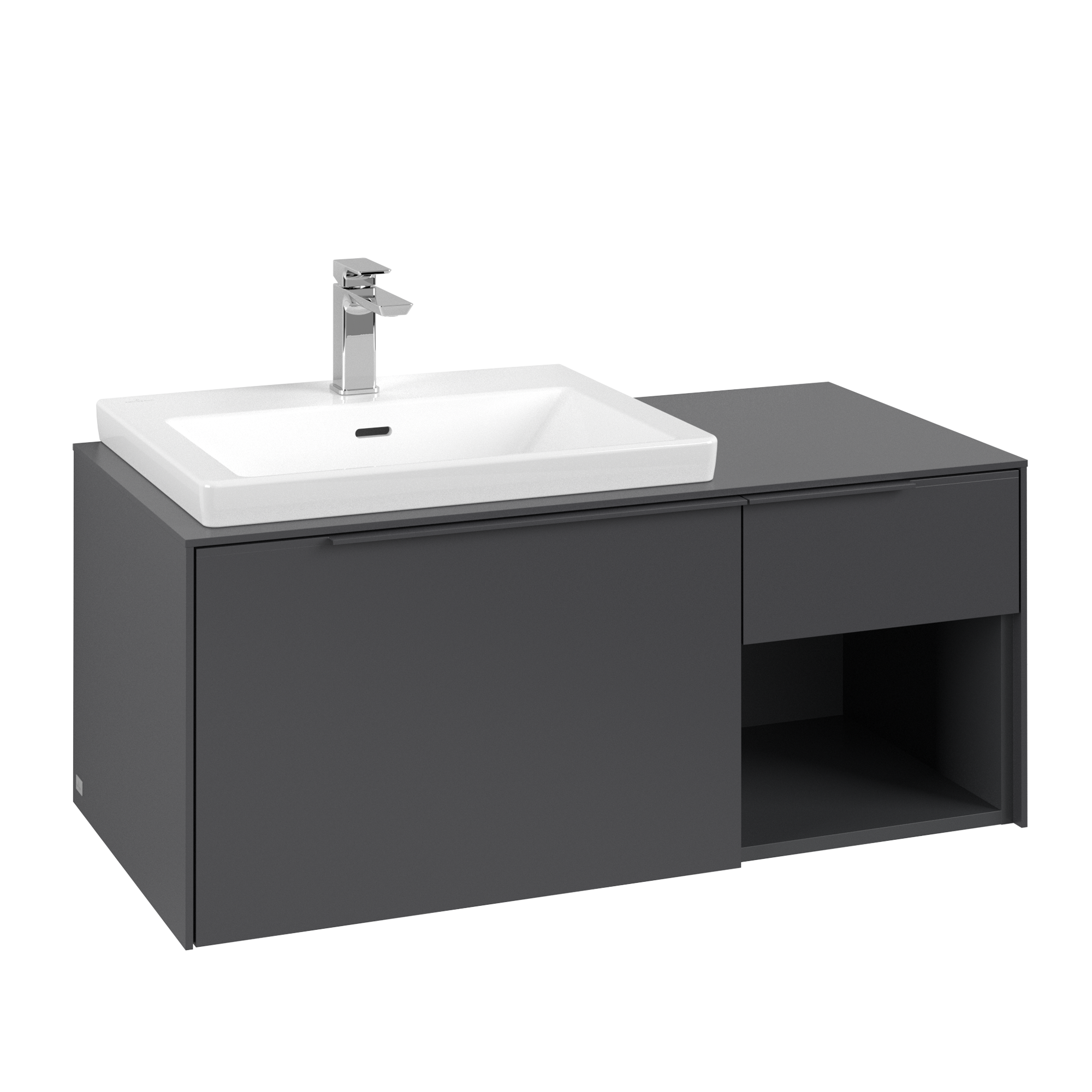 Villeroy & Boch Subway 3.0 Vanity unit, 2 pull-out compartments, 1001x423x500mm, Body: Graphite, Front: Graphite