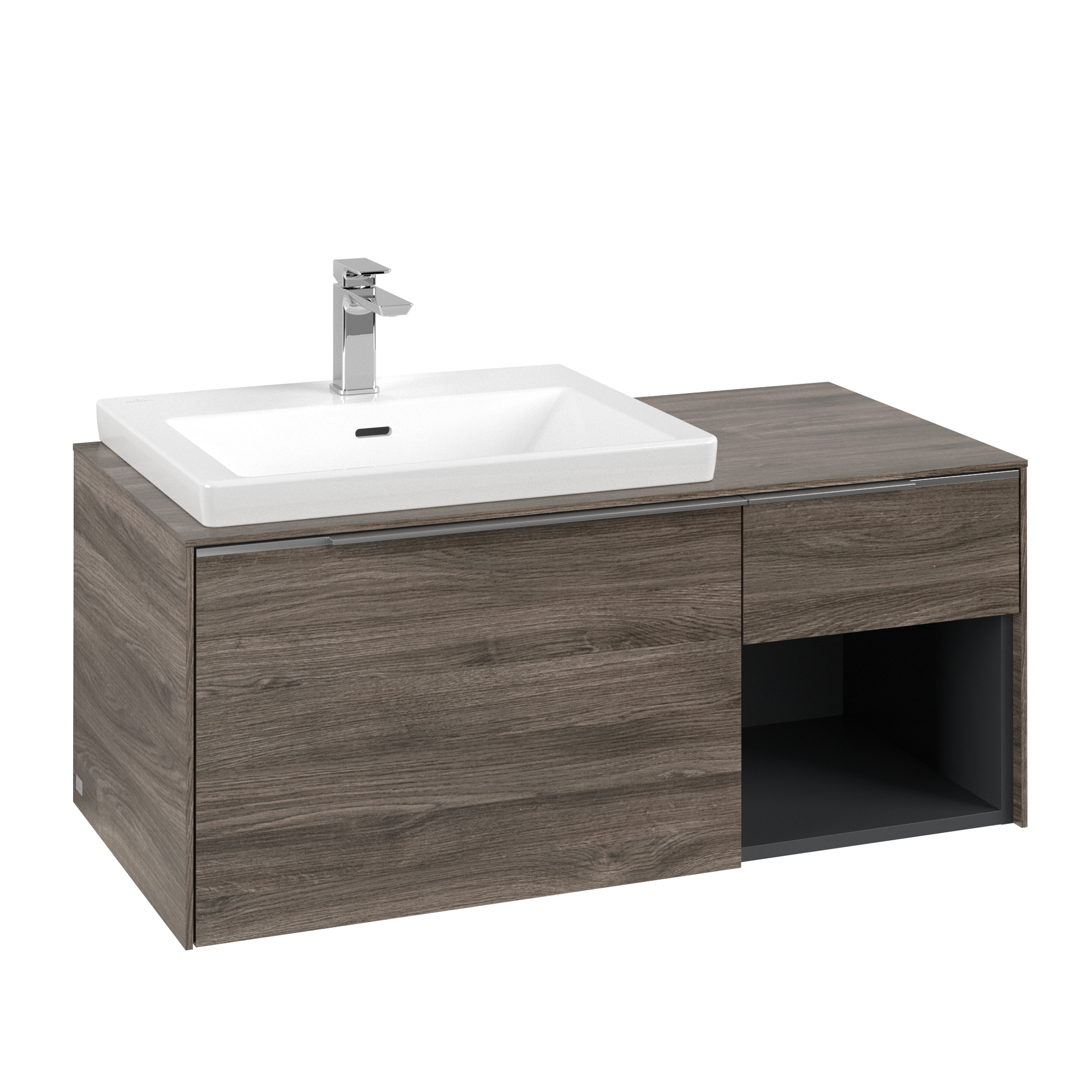 Villeroy & Boch Subway 3.0 Vanity unit, with lighting, 2 pull-out compartments, 1001x423x500mm, Body: Stone Oak, Front: Stone Oak