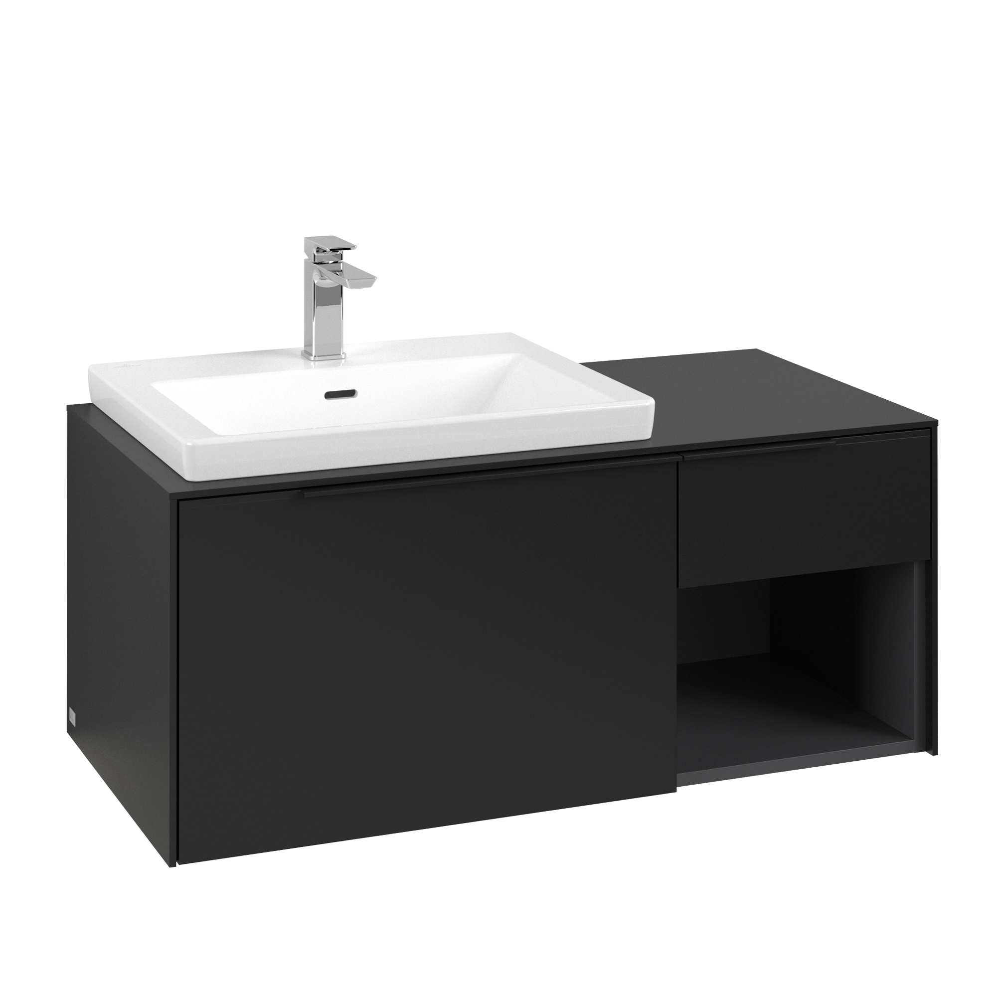 Villeroy & Boch Subway 3.0 Vanity unit, with lighting, 2 pull-out compartments, 1001x423x500mm, Body: Volcano Black, Front: Volcano Black