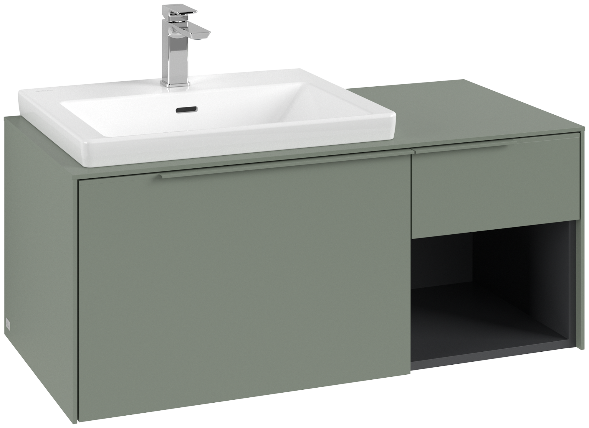 Villeroy & Boch Subway 3.0 Vanity unit, with lighting, 2 pull-out compartments, 1001x423x500mm, Body: Soft Green, Front: Soft Green