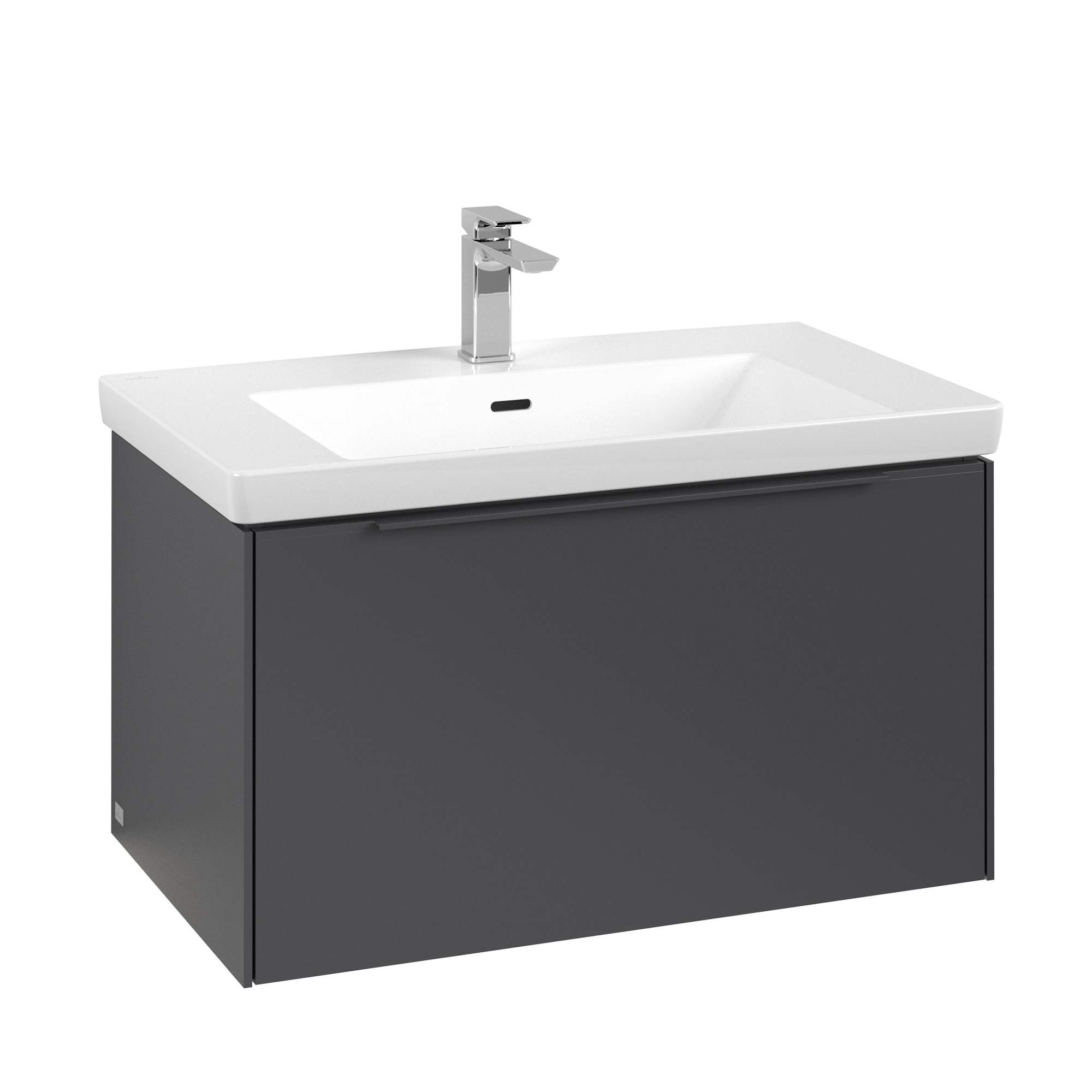 Villeroy & Boch Subway 3.0 Waschbeckenunterschrank, mit Beleuchtung, 1 Auszug, 772x429x462mm, Korpus: Graphite, Front: Graphite