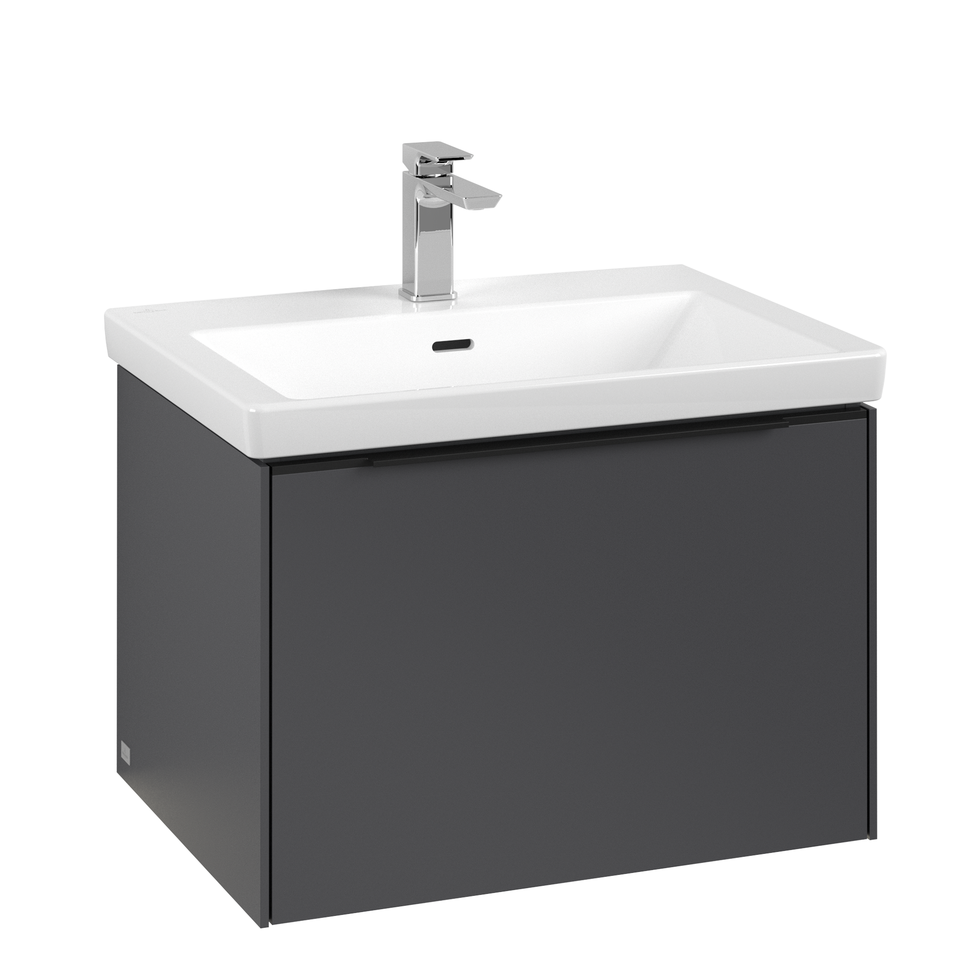 Villeroy & Boch Subway 3.0 Waschbeckenunterschrank, mit Beleuchtung, 1 Auszug, 622x429x462mm, Korpus: Graphite, Front: Graphite