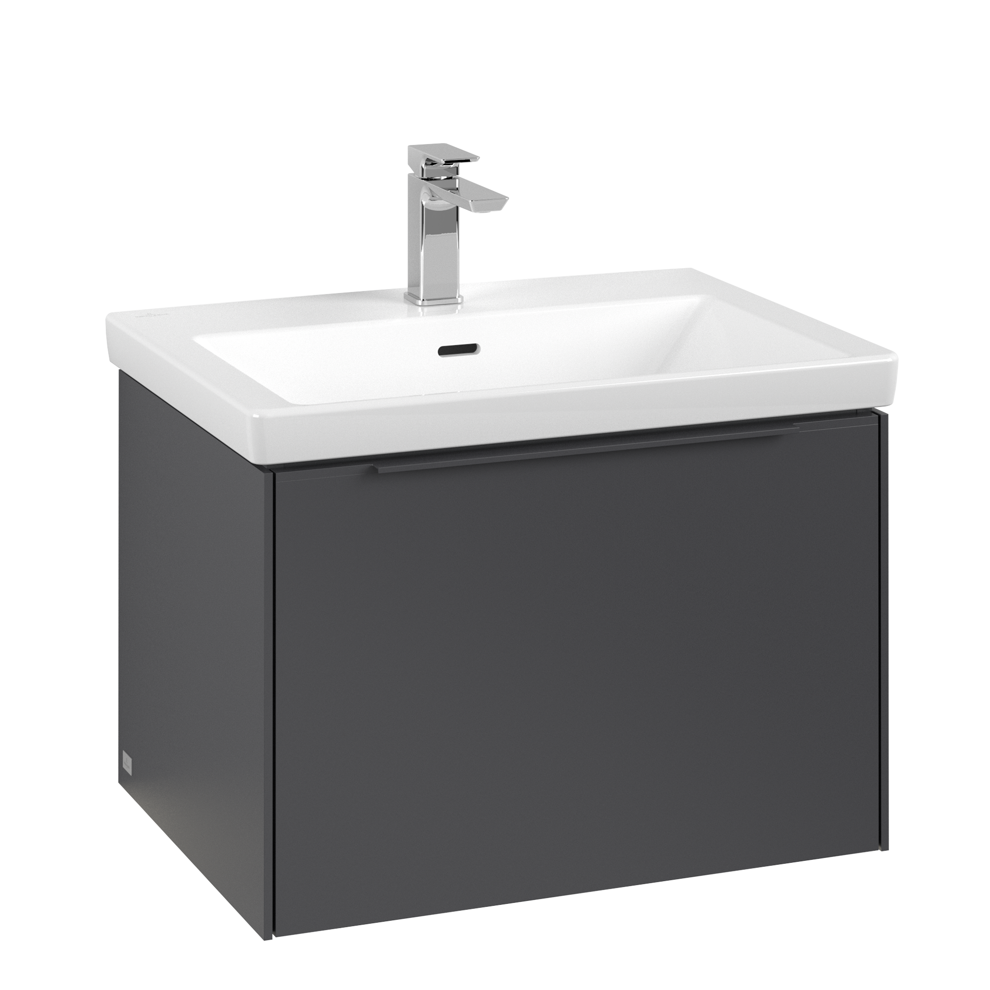 Villeroy & Boch Subway 3.0 Waschbeckenunterschrank, mit Beleuchtung, 1 Auszug, 622x429x462mm, Korpus: Graphite, Front: Graphite
