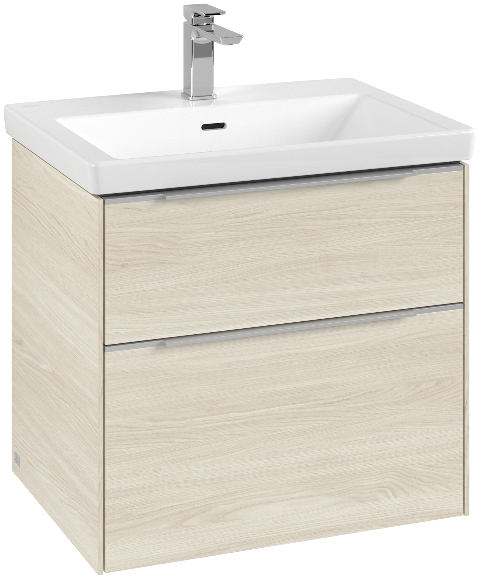 Villeroy & Boch Subway 3.0 Meuble sous plan, avec éclairage, 2 tiroirs sur rails, 622x576x462mm, Caisson: White Oak, Façade: White Oak