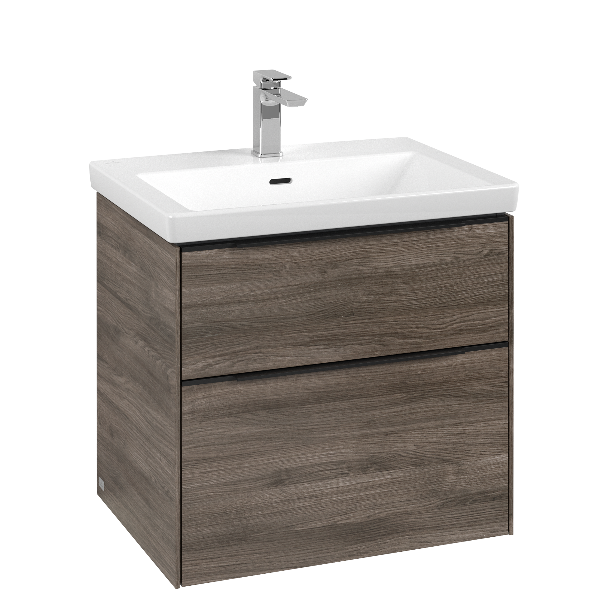 Villeroy & Boch Subway 3.0 Vanity unit, with lighting, 2 pull-out compartments, 622x576x462mm, Body: Stone Oak, Front: Stone Oak