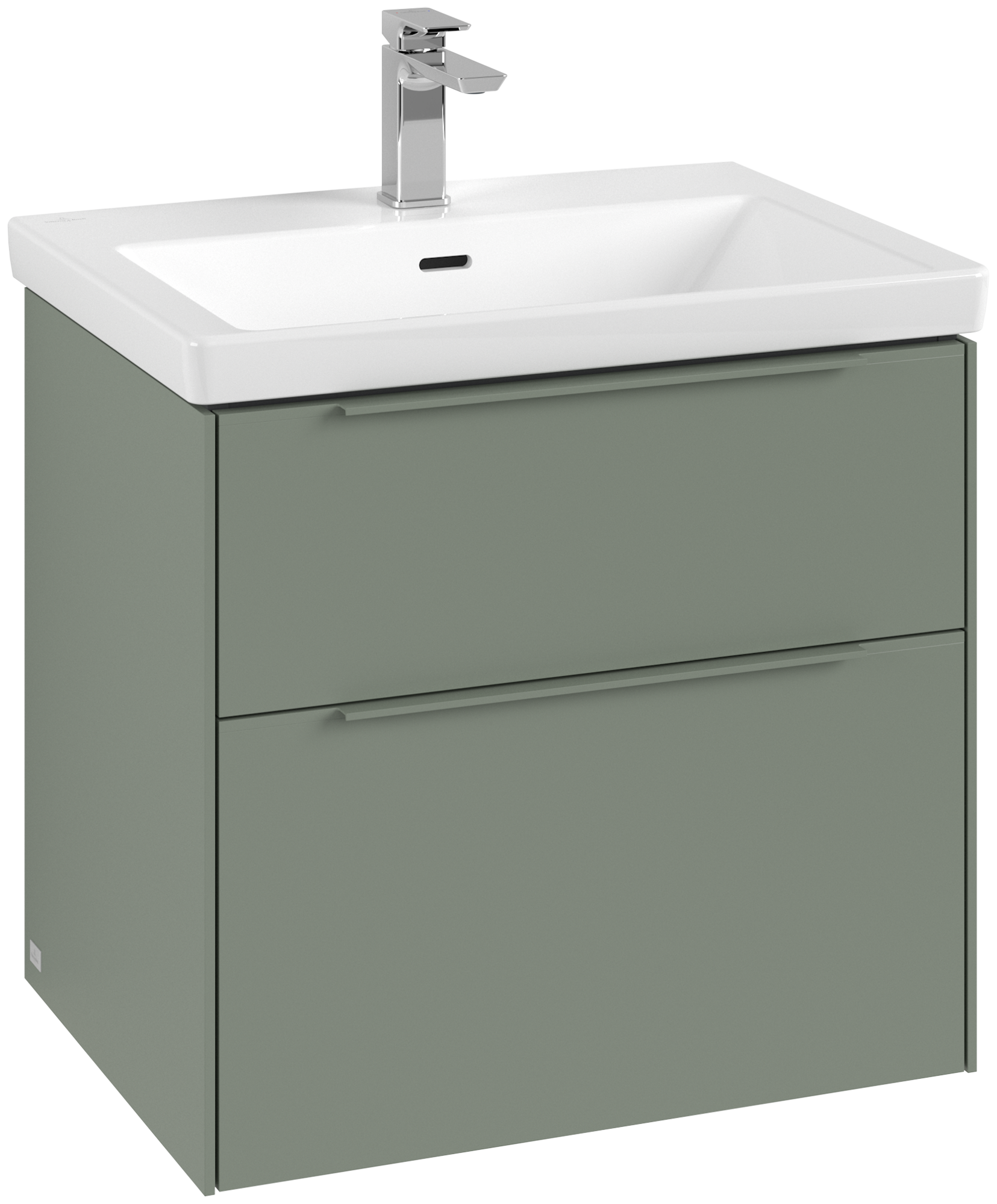 Villeroy & Boch Subway 3.0 Meuble sous plan, avec éclairage, 2 tiroirs sur rails, 622x576x462mm, Caisson: Soft Green, Façade: Soft Green