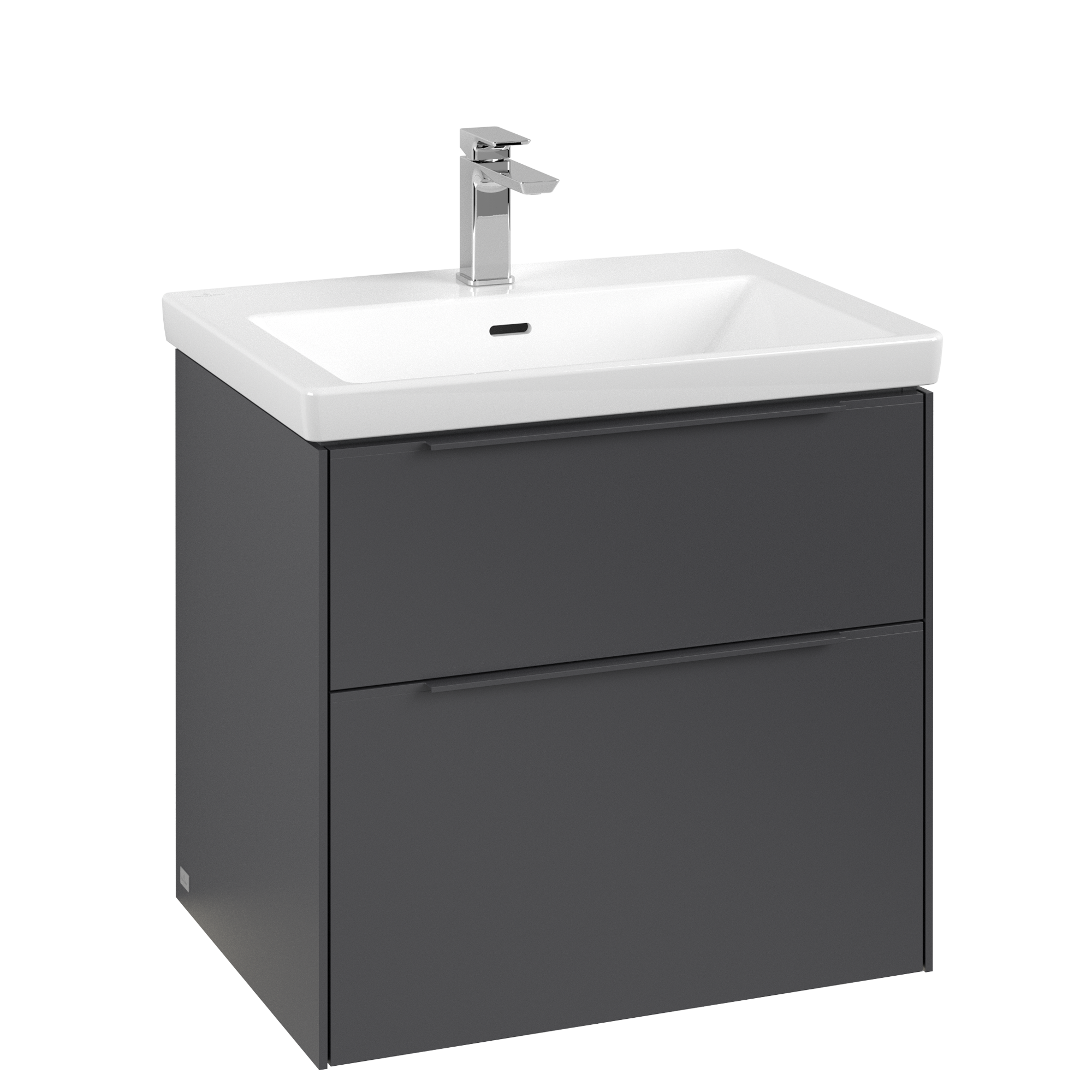 Villeroy & Boch Subway 3.0 Vanity unit, with lighting, 2 pull-out compartments, 622x576x462mm, Body: Graphite, Front: Graphite