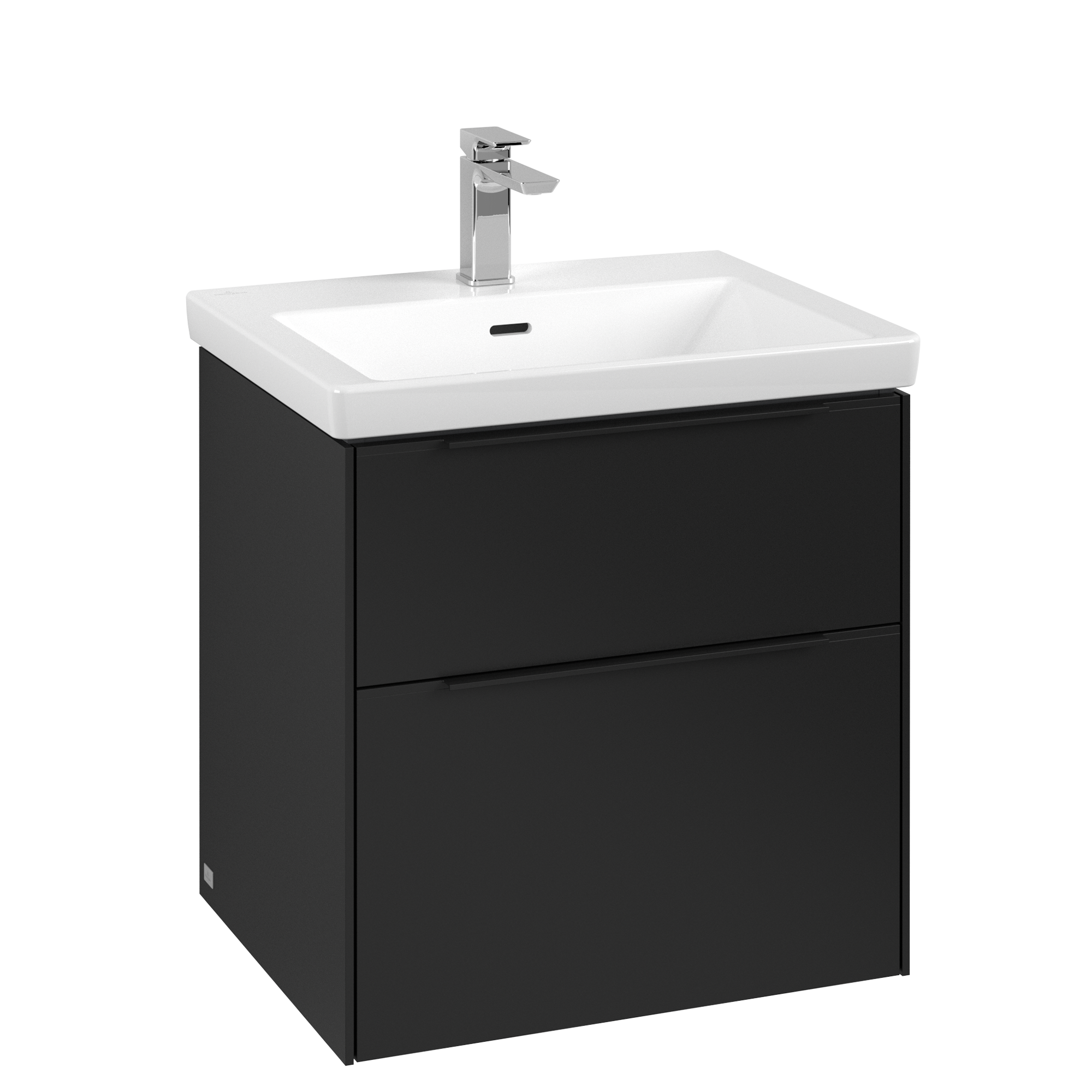 Villeroy & Boch Subway 3.0 Waschbeckenunterschrank, 2 Auszüge, 572x576x462mm, Korpus: Volcano Black, Front: Volcano Black