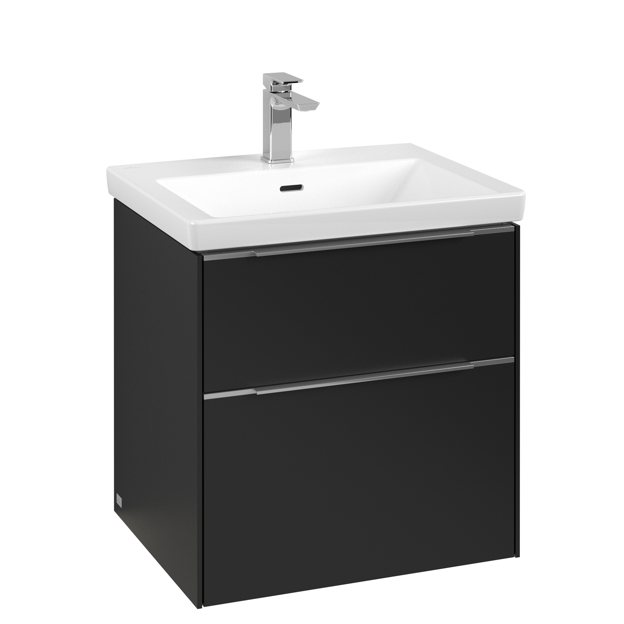 Villeroy & Boch Subway 3.0 Vanity unit, with lighting, 2 pull-out compartments, 572x576x462mm, Body: Volcano Black, Front: Volcano Black