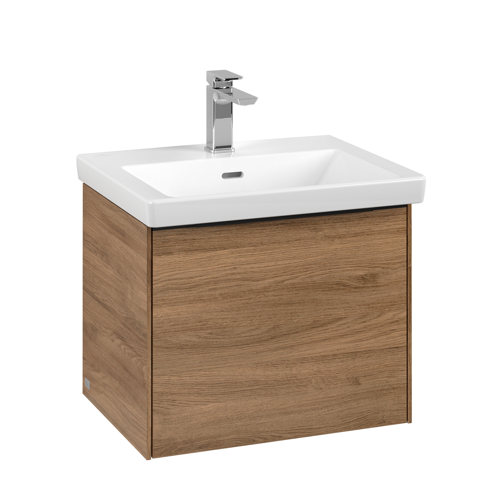 Villeroy & Boch Subway 3.0 Waschbeckenunterschrank, mit Beleuchtung, 1 Auszug, 523x429x432mm, Korpus: Kansas Oak, Front: Kansas Oak