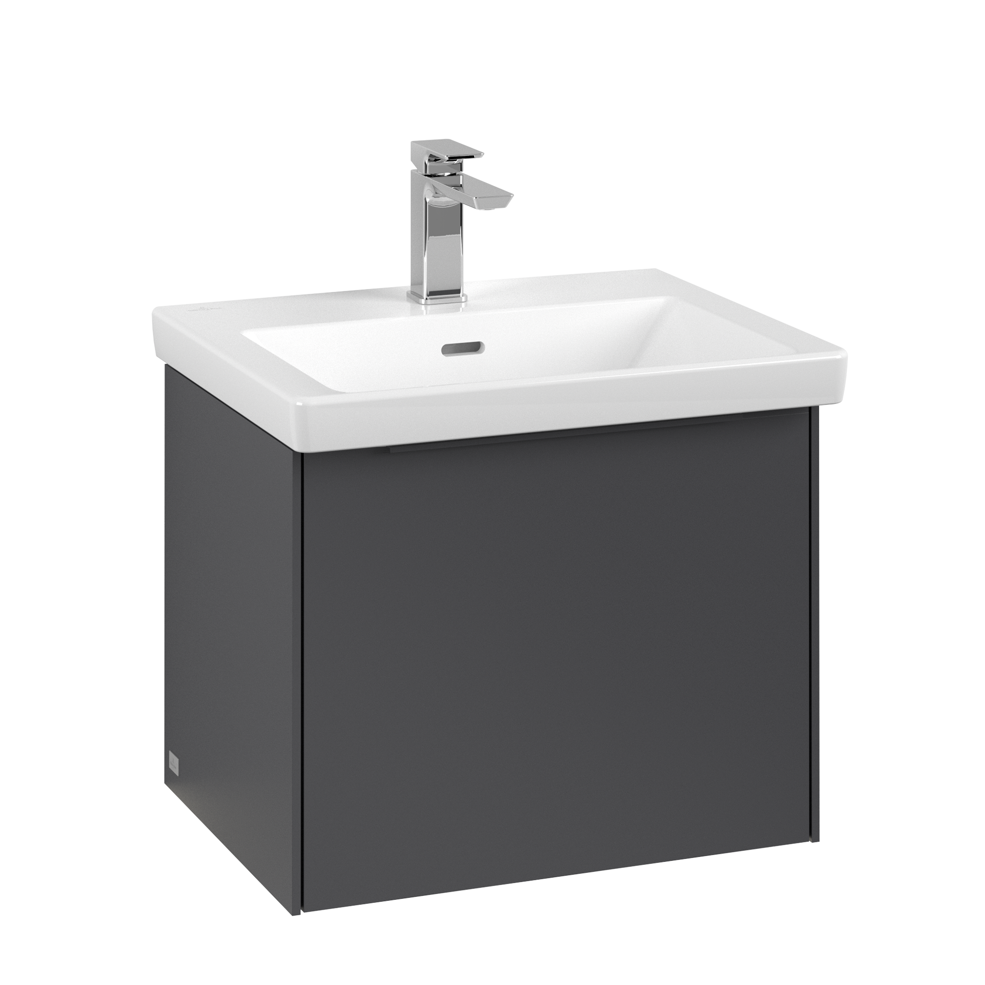 Villeroy & Boch Subway 3.0 Waschbeckenunterschrank, mit Beleuchtung, 1 Auszug, 523x429x432mm, Korpus: Graphite, Front: Graphite