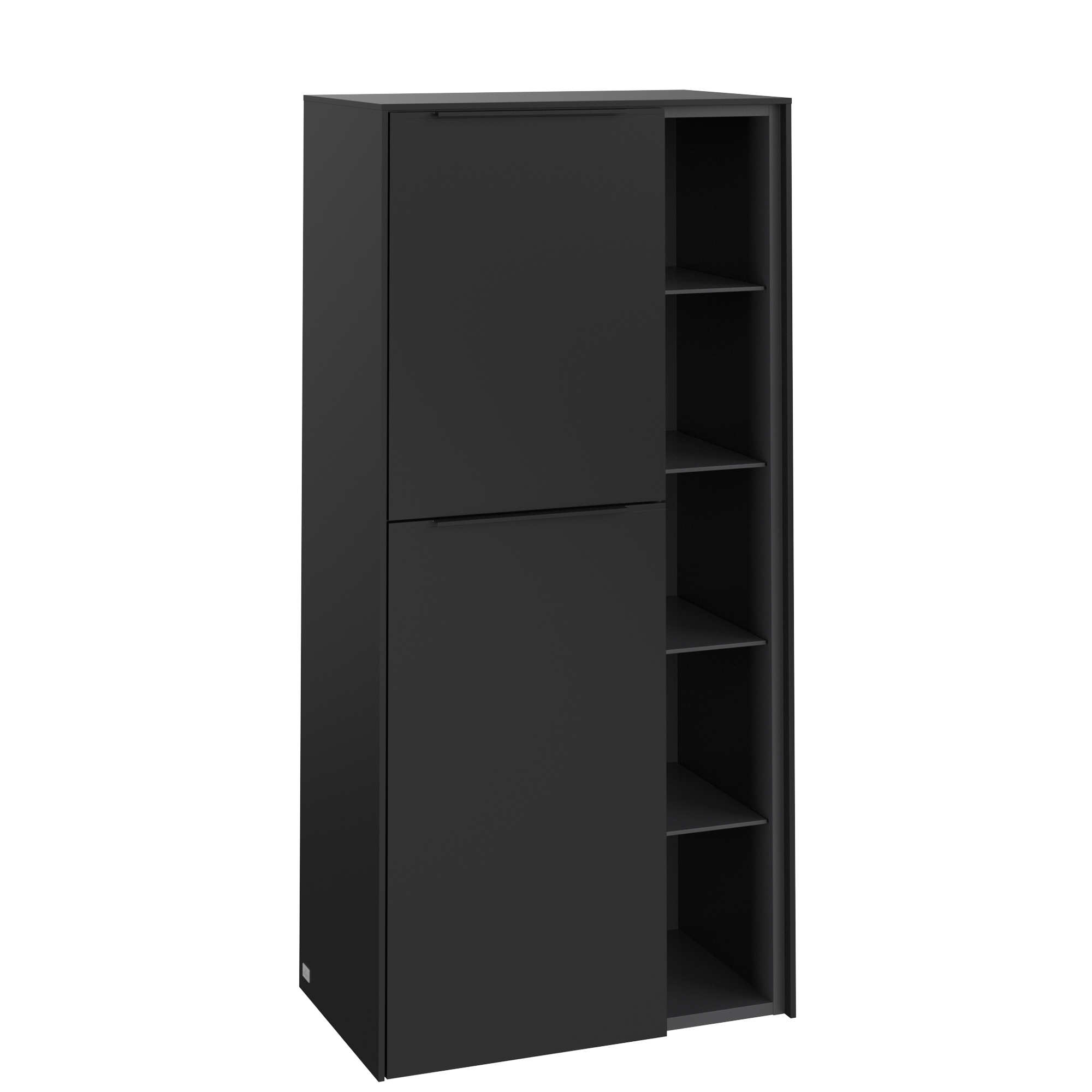 Villeroy & Boch Subway 3.0 Medium-height cabinet, 2 doors, 574x1200x346mm, Body: Volcano Black, Front: Volcano Black