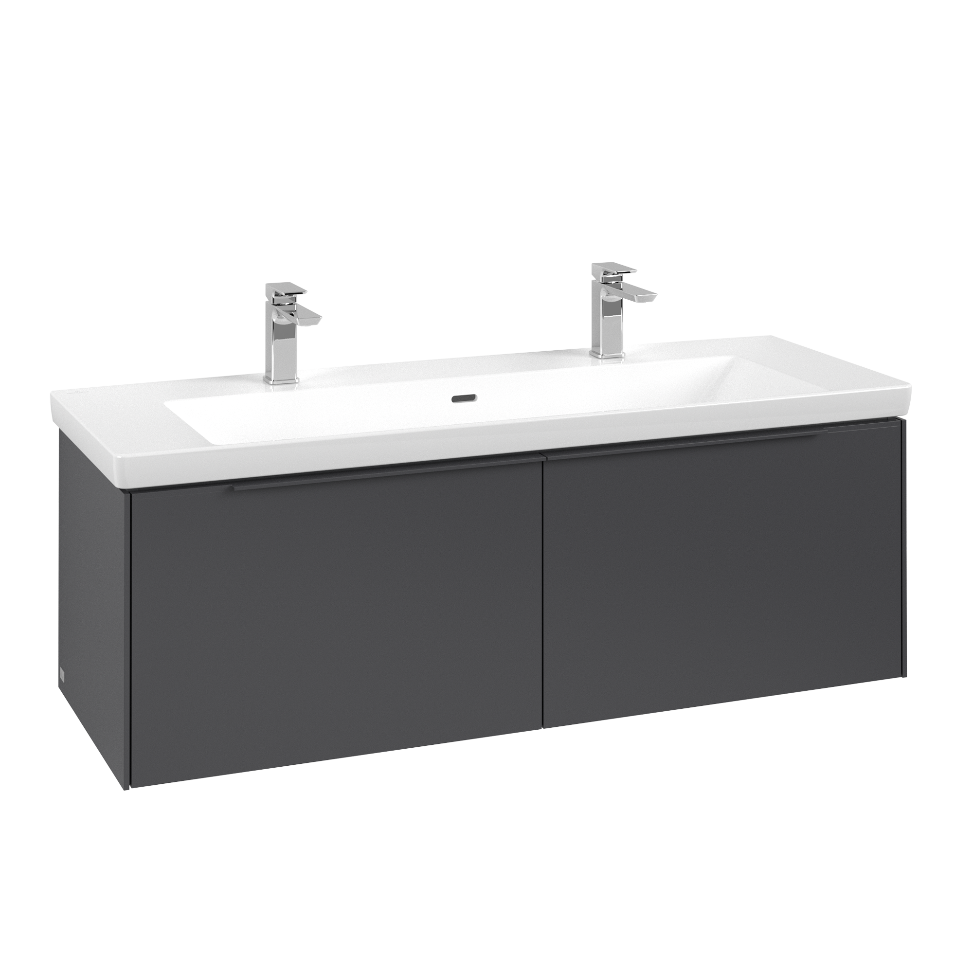 Villeroy & Boch Subway 3.0 Waschbeckenunterschrank, mit Beleuchtung, 2 Auszüge, 1272x429x462mm, Korpus: Graphite, Front: Graphite