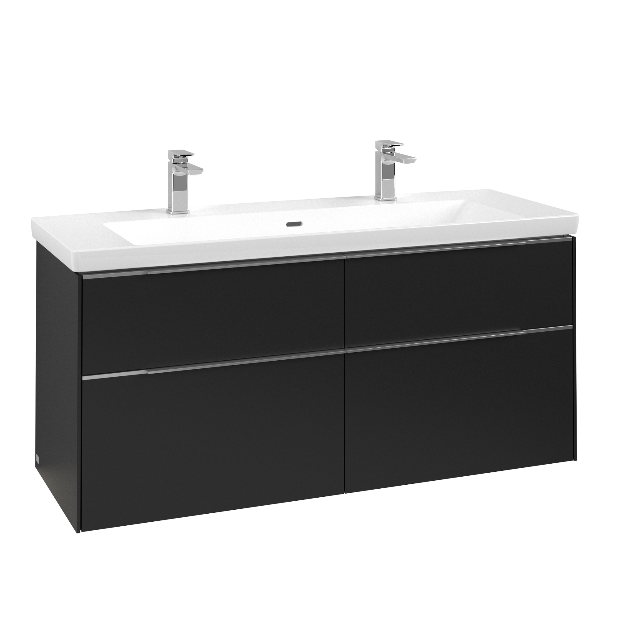 Villeroy & Boch Subway 3.0 Vanity unit, with lighting, 4 pull-out compartments, 1272x576x462mm, Body: Volcano Black, Front: Volcano Black