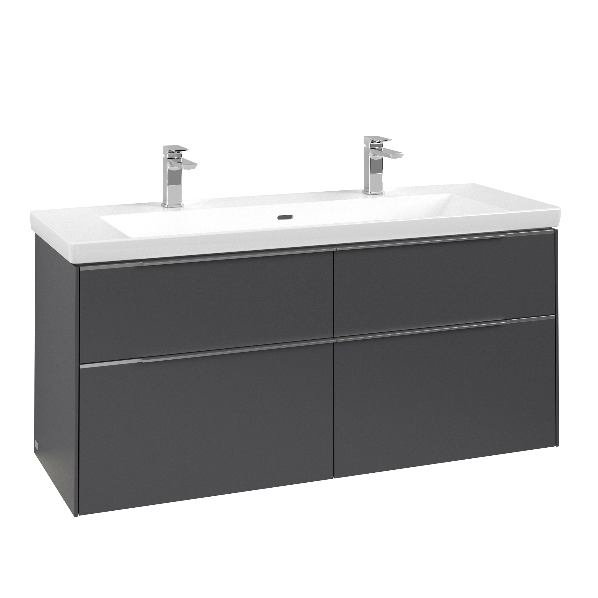 Villeroy & Boch Subway 3.0 Wastafelonderkast, met verlichting, 4 uittrekladen, 1272x576x462mm, Corpus: Graphite, Front: Graphite