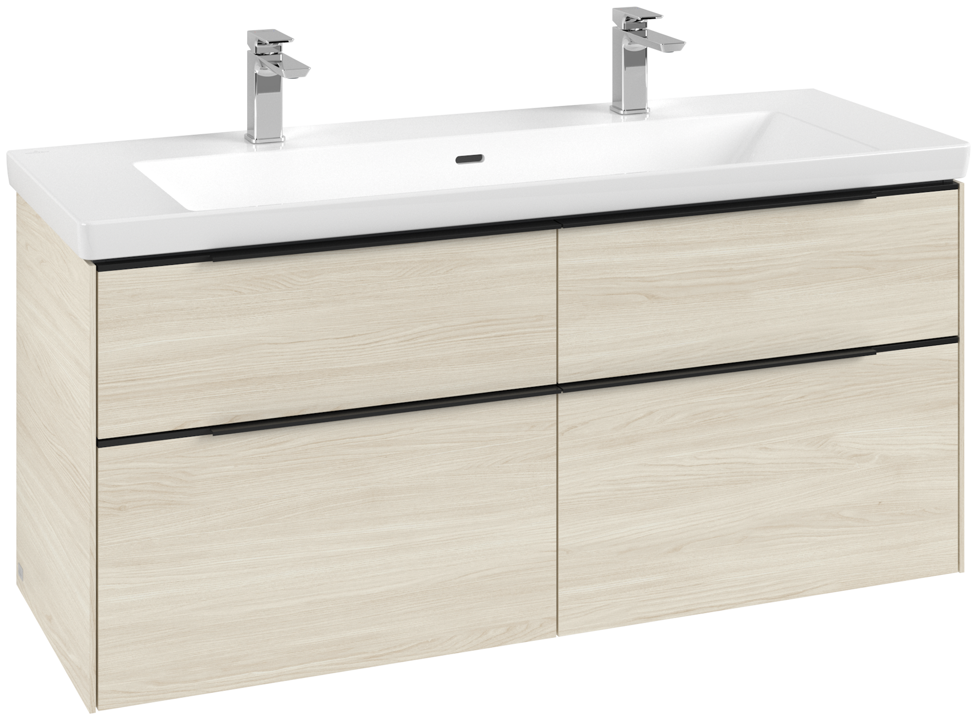 Villeroy & Boch Subway 3.0 Mobile sottolavabo, con illuminazione, 4 vani estraibili, 1272x576x462mm, Corpo: White Oak, Fronte: White Oak
