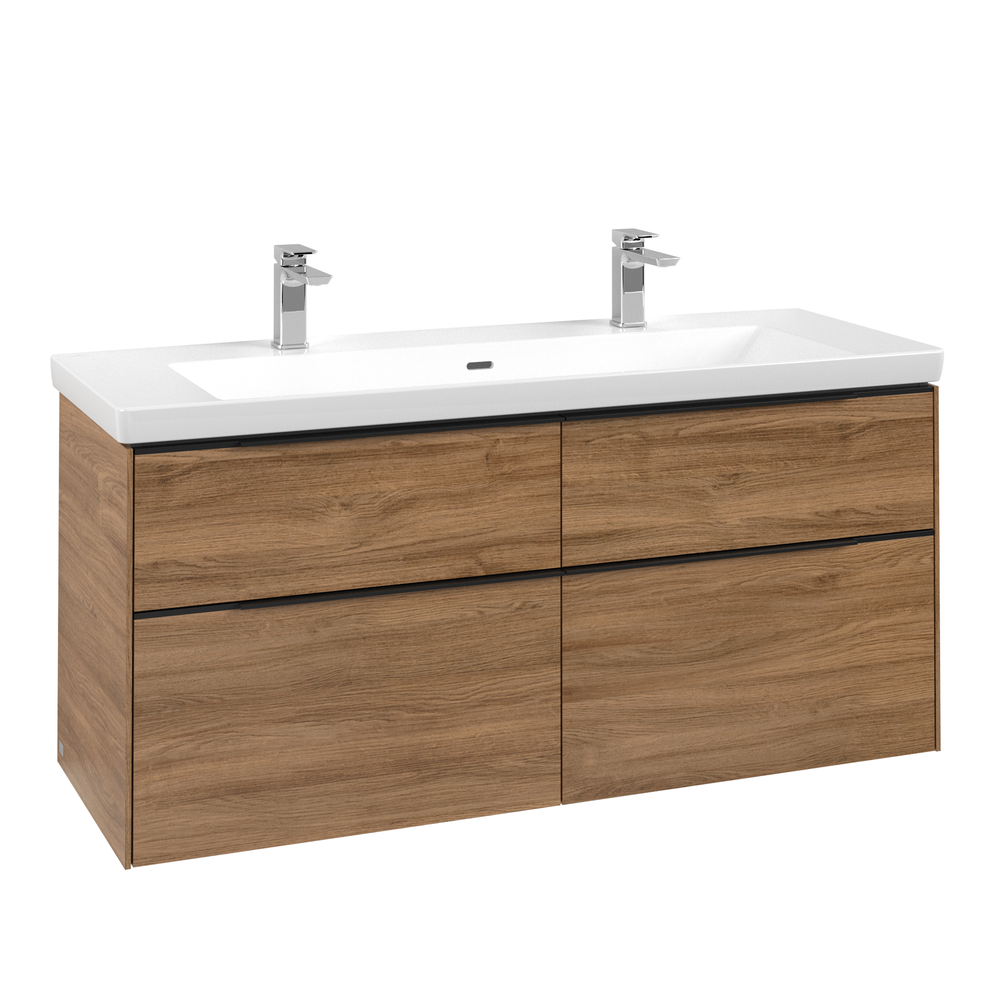 Villeroy & Boch Subway 3.0 Waschbeckenunterschrank, mit Beleuchtung, 4 Auszüge, 1272x576x462mm, Korpus: Kansas Oak, Front: Kansas Oak