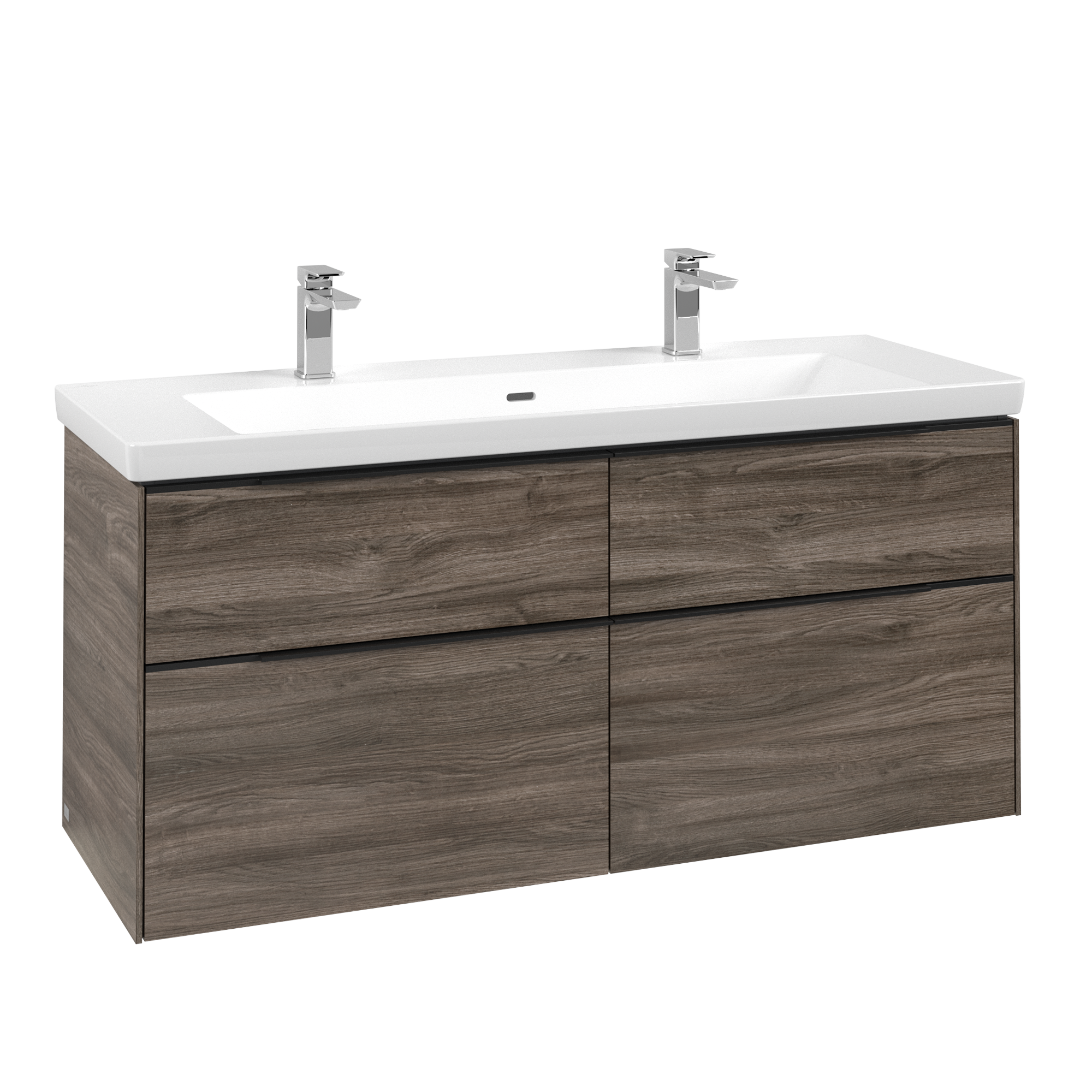 Villeroy & Boch Subway 3.0 Vanity unit, with lighting, 4 pull-out compartments, 1272x576x462mm, Body: Stone Oak, Front: Stone Oak