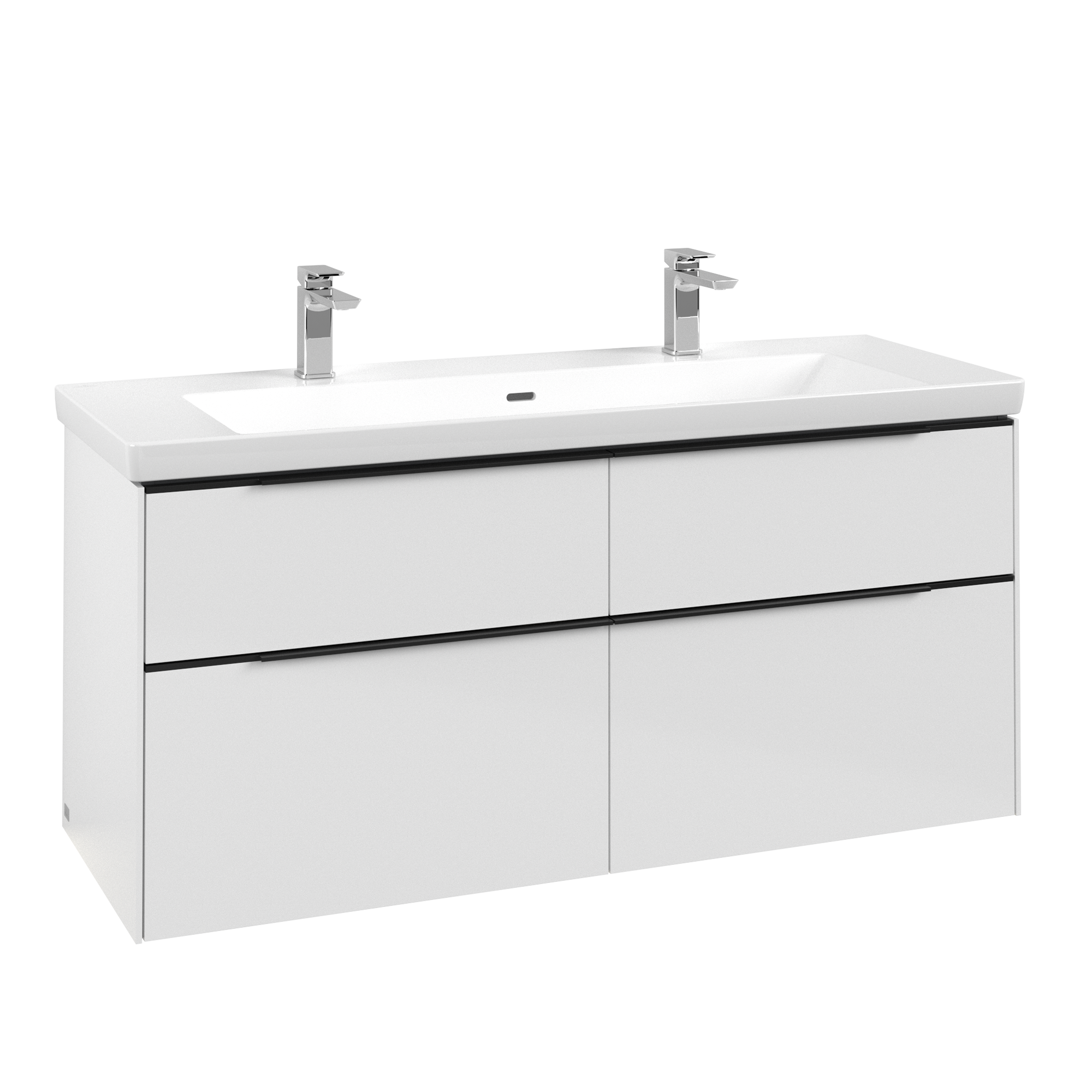 Villeroy & Boch Subway 3.0 Vanity unit, with lighting, 4 pull-out compartments, 1272x576x462mm, Body: Brilliant White, Front: Brilliant White