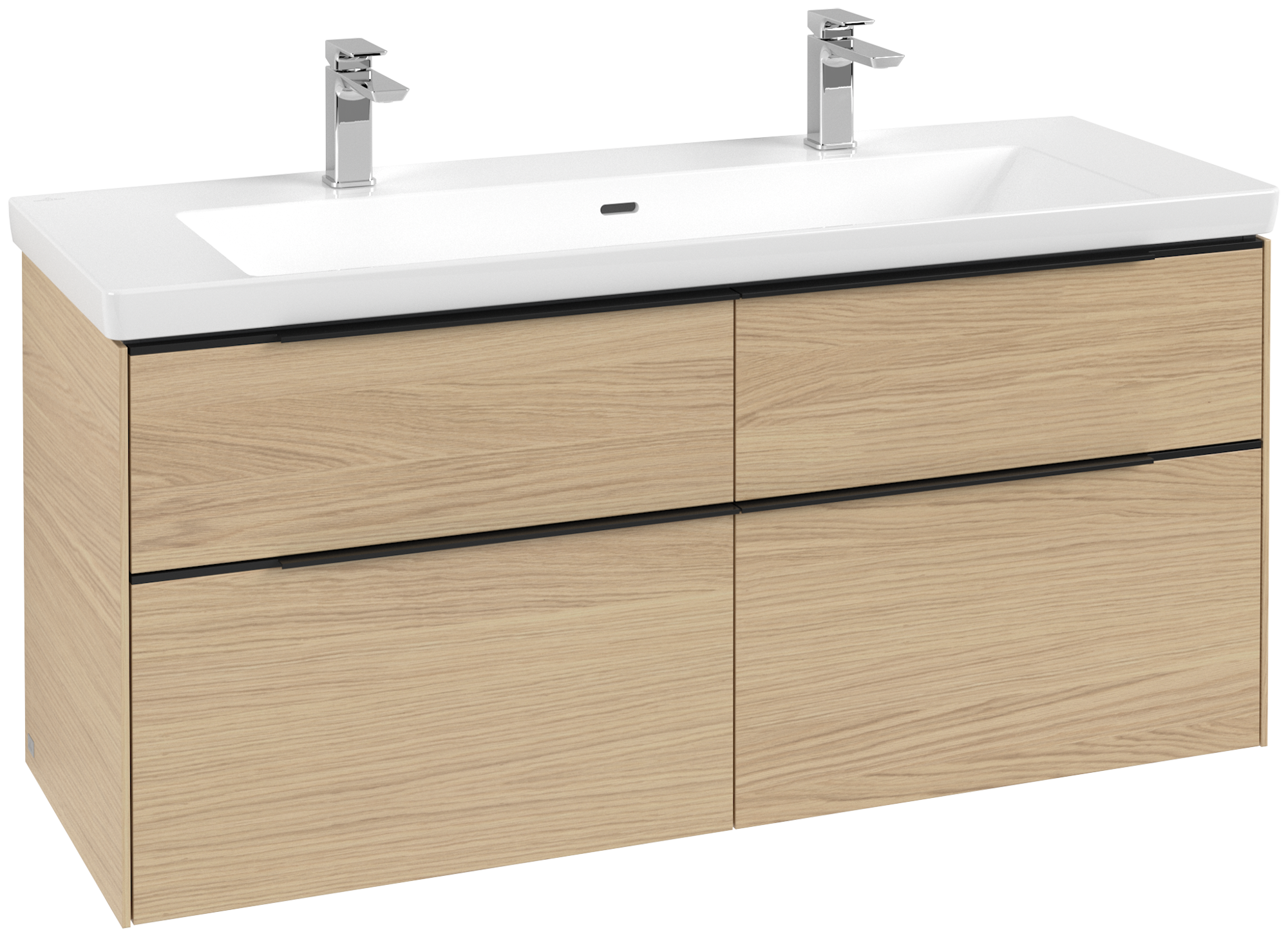Villeroy & Boch Subway 3.0 Vanity unit, with lighting, 4 pull-out compartments, 1272x576x462mm, Body: Nordic Oak, Front: Nordic Oak