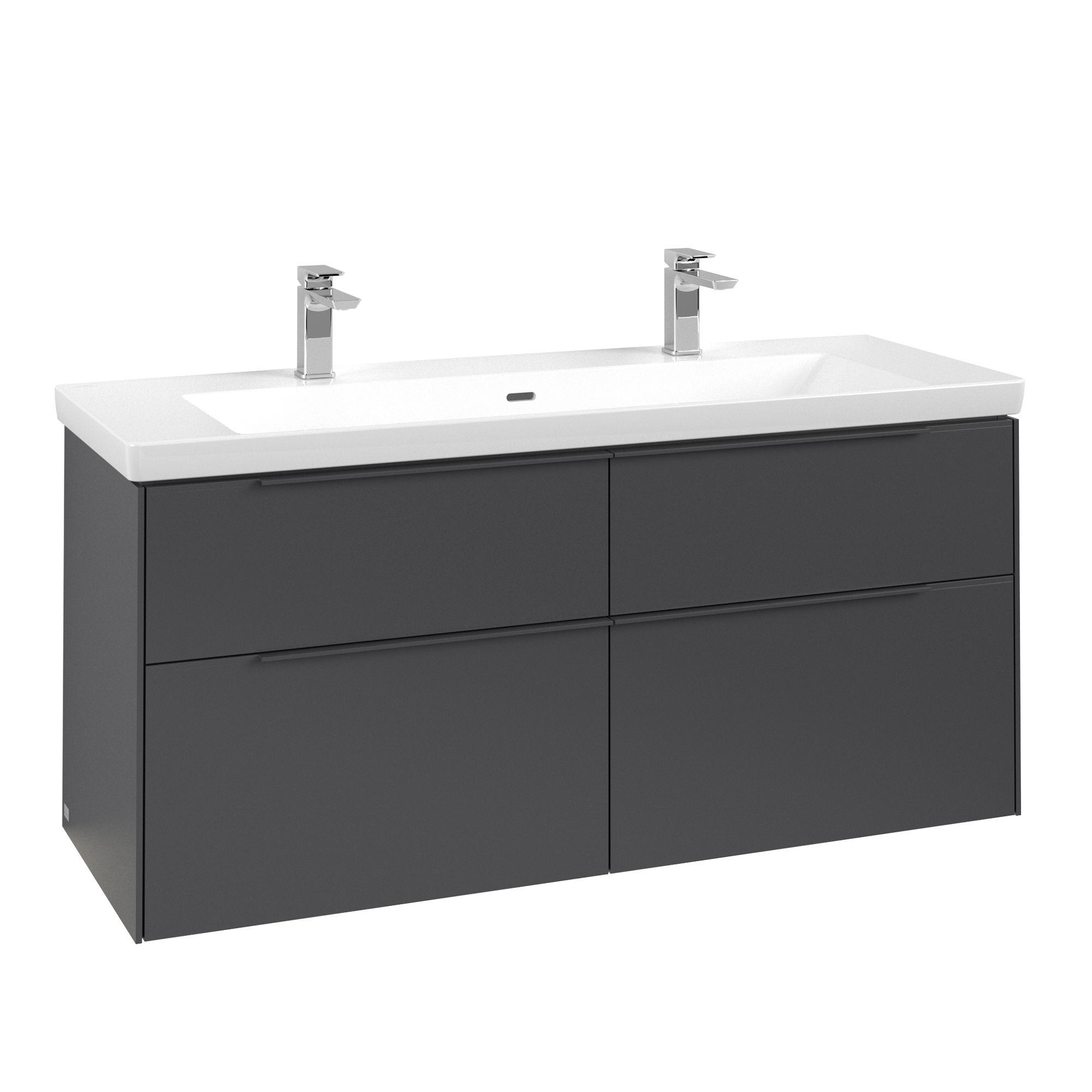 Villeroy & Boch Subway 3.0 Waschbeckenunterschrank, mit Beleuchtung, 4 Auszüge, 1272x576x462mm, Korpus: Graphite, Front: Graphite