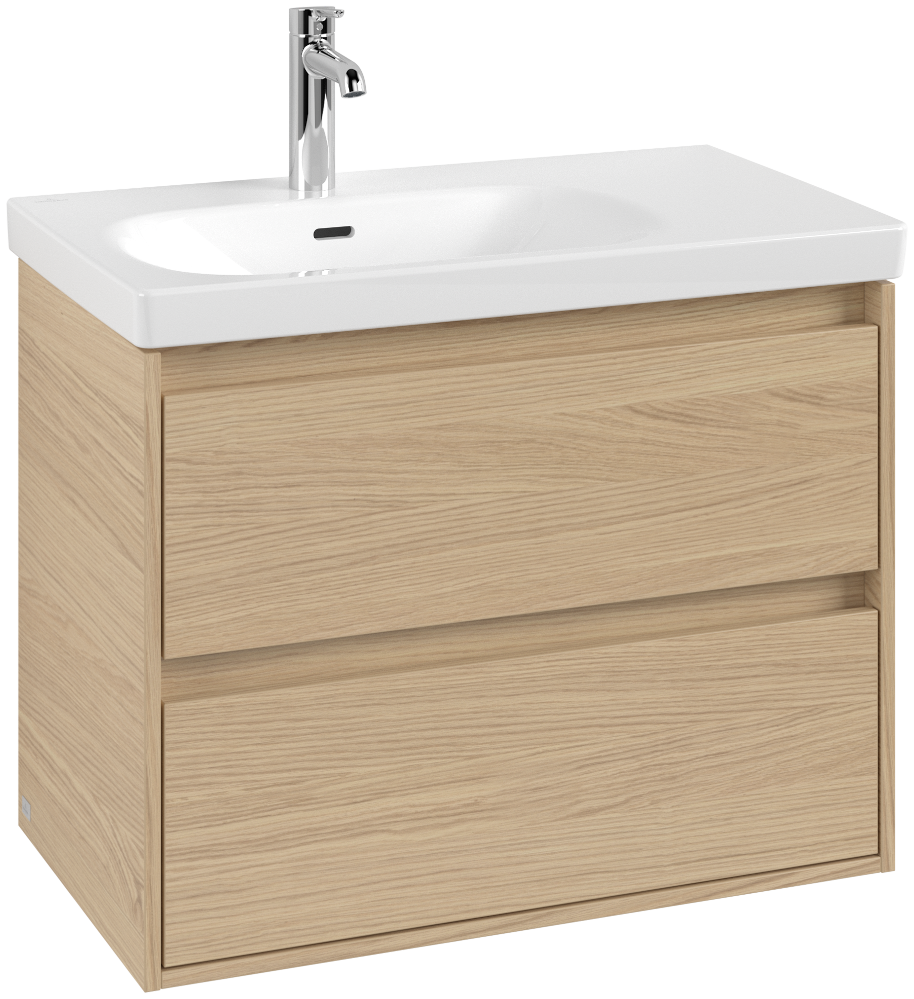Villeroy & Boch Skyla Meuble sous plan, 1 tiroir sur rails, 2 tiroirs sur rails, 772x596x439mm, Caisson: Nordic Oak, Façade: Nordic Oak