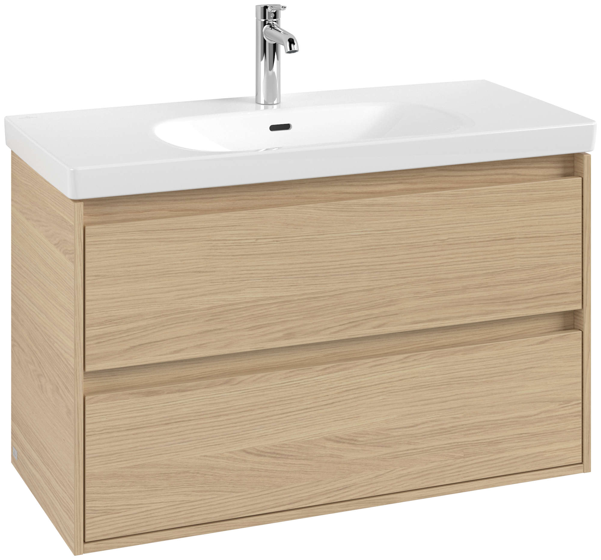Villeroy & Boch Skyla Waschbeckenunterschrank, 1 Auszug, 2 Auszüge, 972x596x439mm, Korpus: Nordic Oak, Front: Nordic Oak