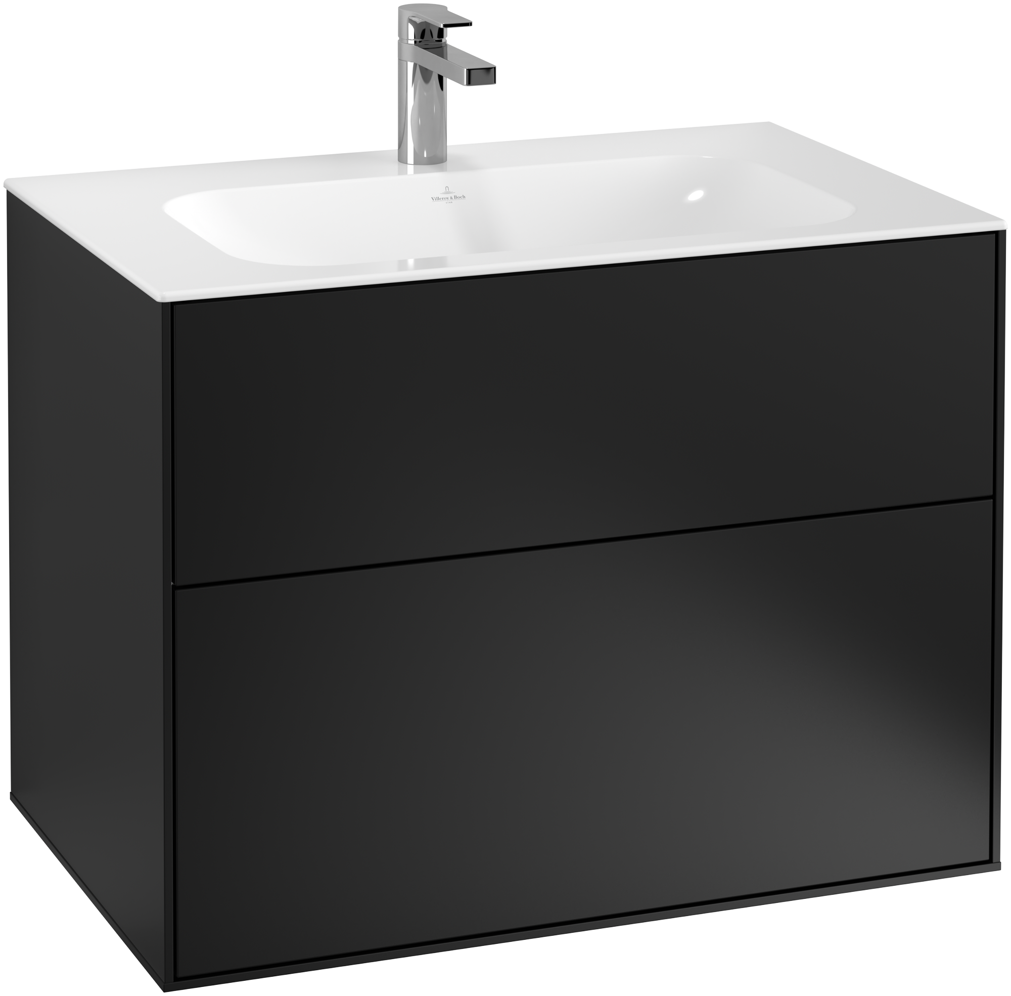 Villeroy & Boch Finion Szafka podumywalkowa, 2 elementy wysuwane, 796x591x498mm, Korpus: Black Matt Lacquer, Front: Black Matt Lacquer