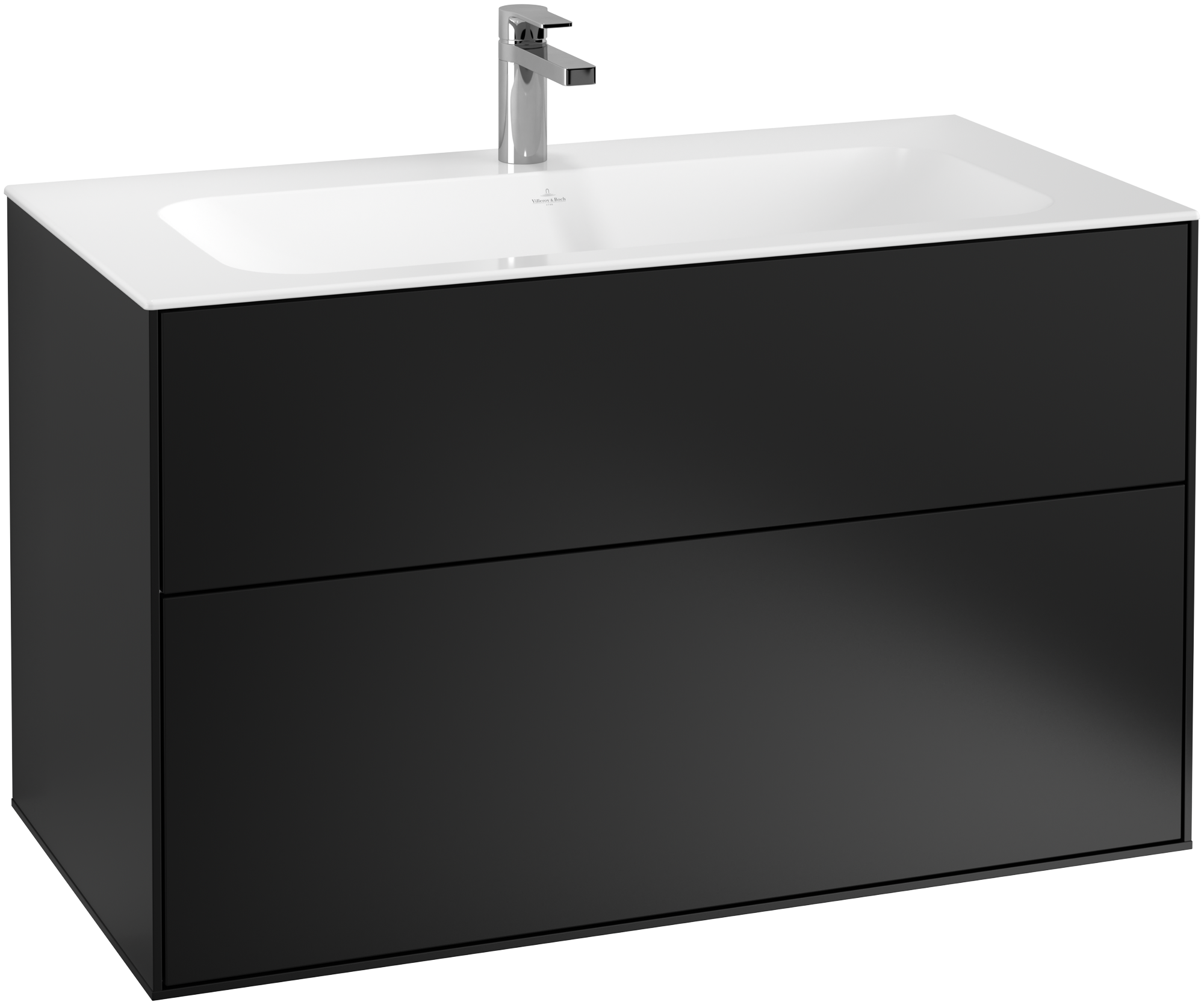Villeroy & Boch Finion Vanity unit, 2 pull-out compartments, 996x591x498mm, Body: Black Matt Lacquer, Front: Black Matt Lacquer