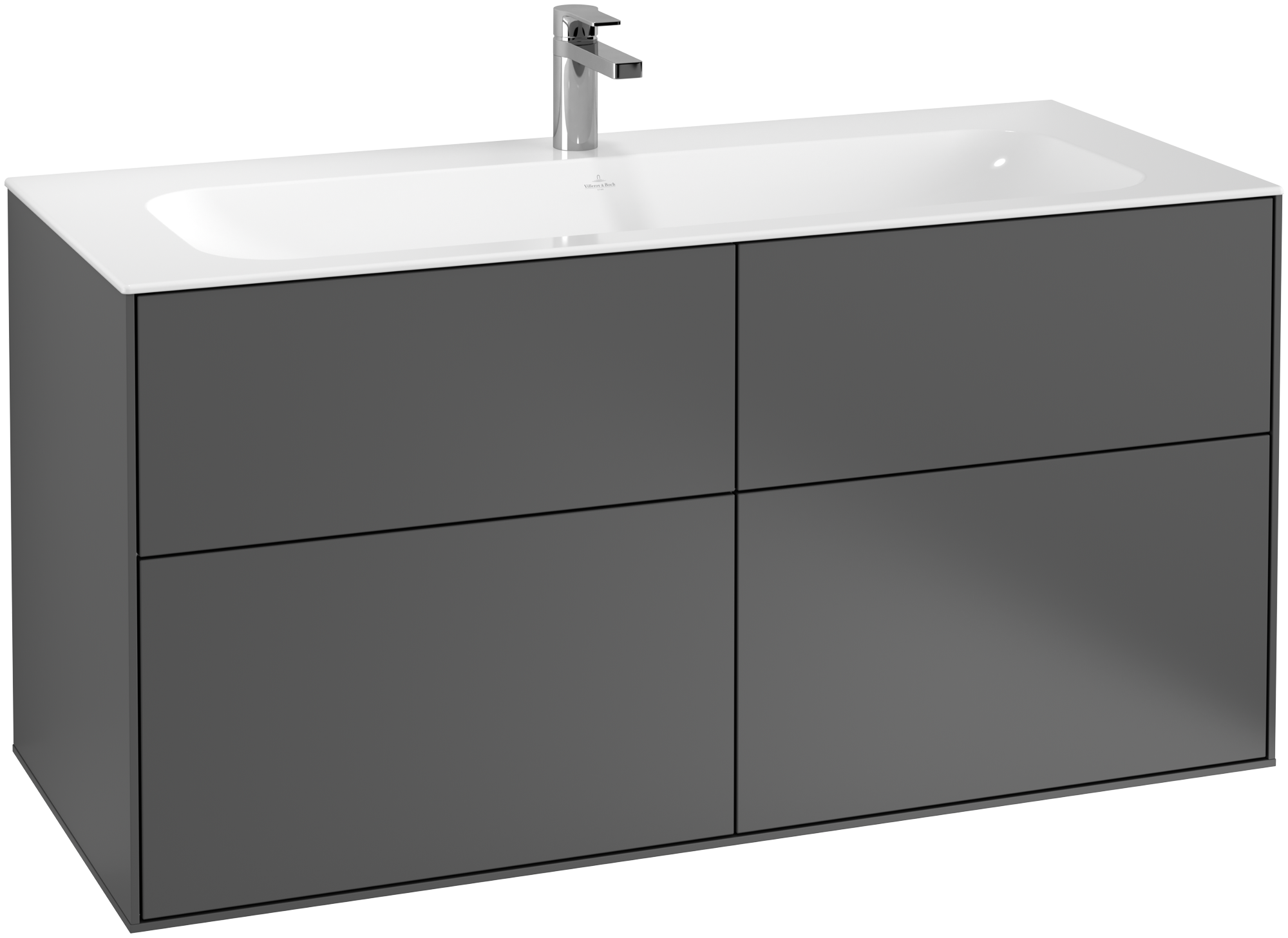 Villeroy & Boch Finion Skab, 4 udtræk, 1196x591x498mm, Korpus: Anthracite Matt Lacquer, Front: Anthracite Matt Lacquer