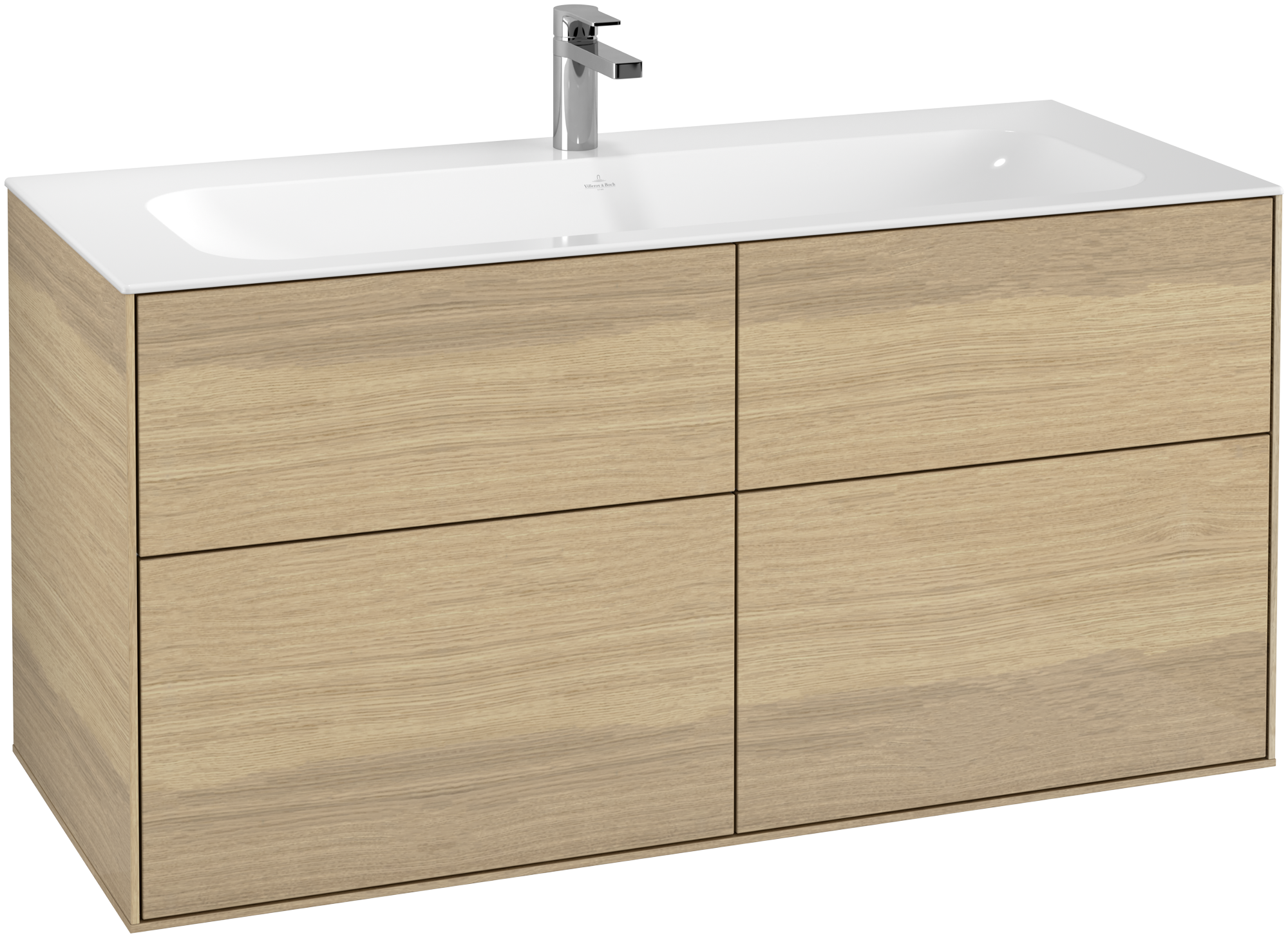 Villeroy & Boch Finion Meuble sous plan, 4 tiroirs sur rails, 1196x591x498mm, Caisson: Oak Veneer, Façade: Oak Veneer