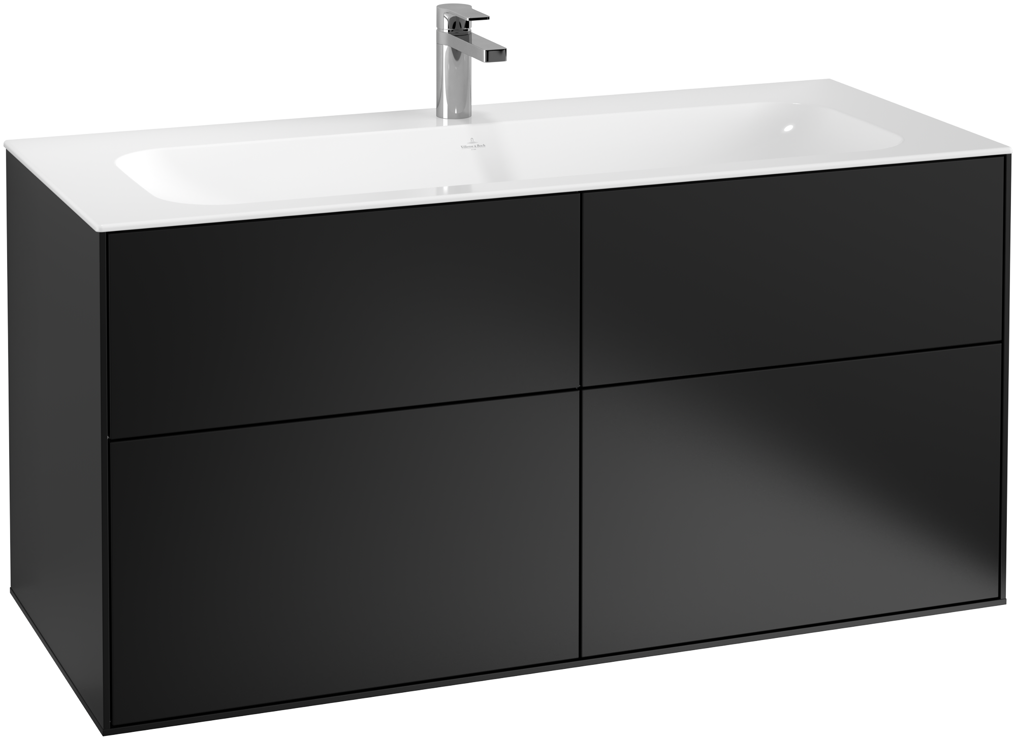 Villeroy & Boch Finion Waschbeckenunterschrank, 4 Auszüge, 1196x591x498mm, Korpus: Black Matt Lacquer, Front: Black Matt Lacquer