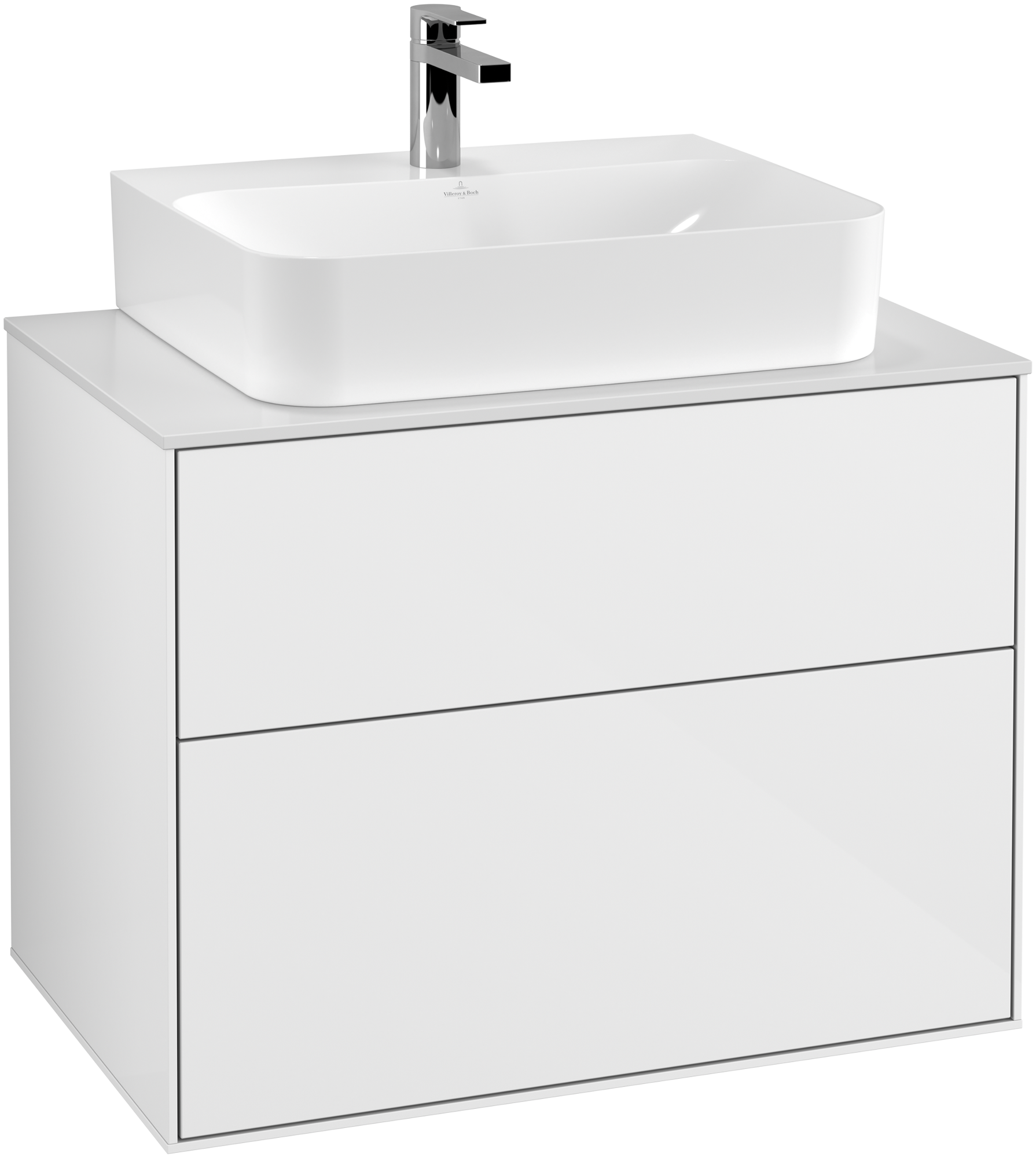 Villeroy & Boch Finion Szafka podumywalkowa, 2 elementy wysuwane, 800x603x501mm, Korpus: Glossy White Lacquer, Front: Glossy White Lacquer, Blat: Glass White Matt