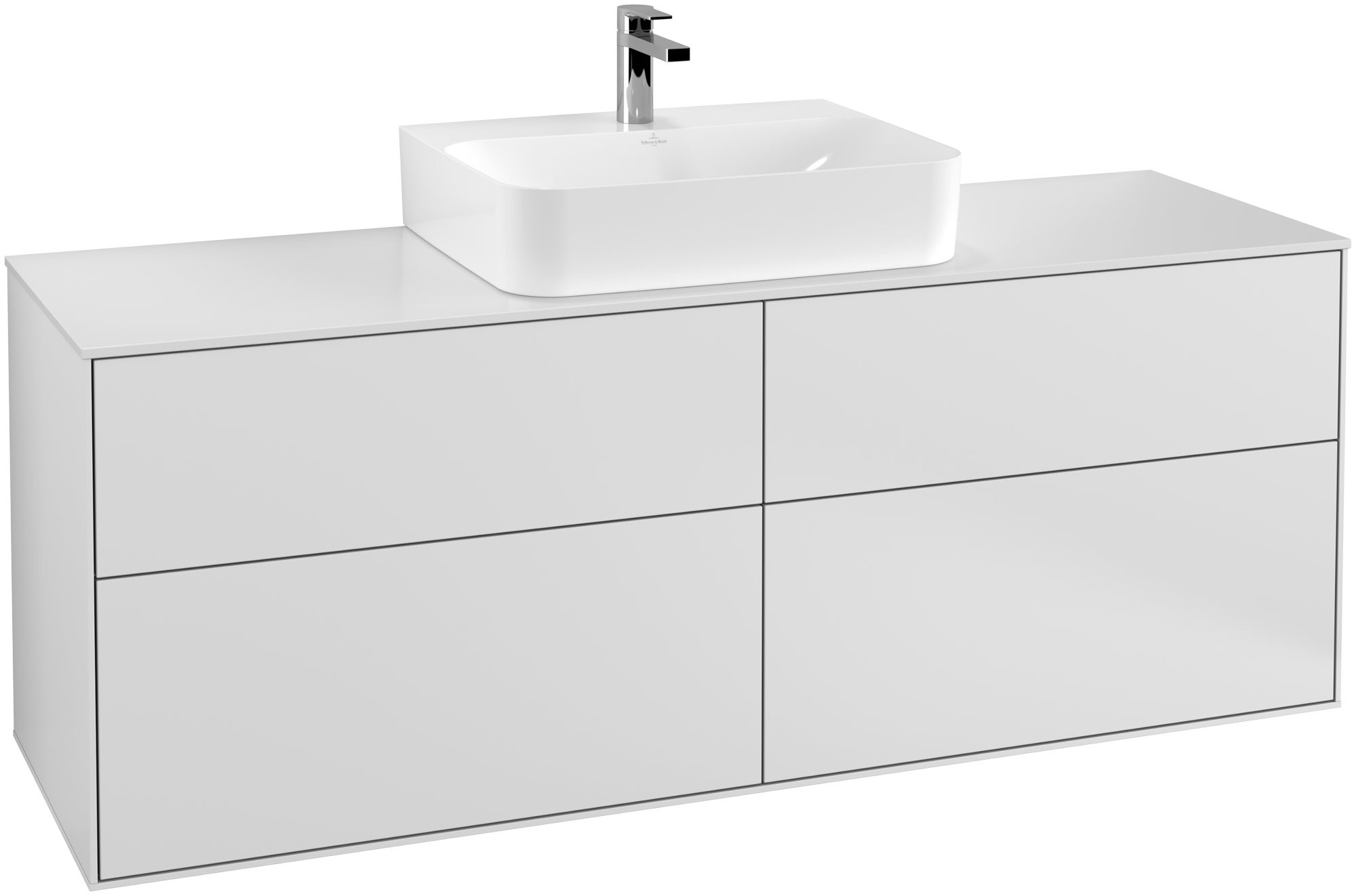 Villeroy & Boch Finion Vanity unit, 4 pull-out compartments, 1600x603x501mm, Body: White Matt Lacquer, Front: White Matt Lacquer, Cover plate: Glass White Matt