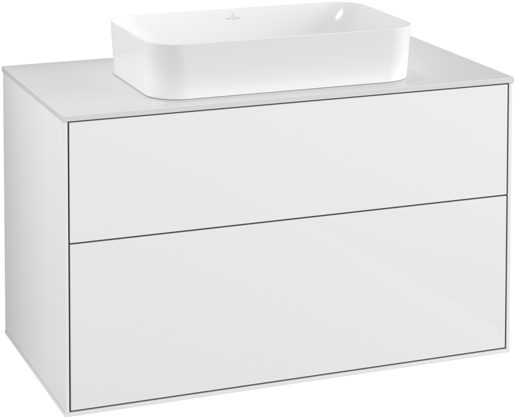 Villeroy & Boch Finion Szafka podumywalkowa, 2 elementy wysuwane, 1000x603x501mm, Korpus: Glossy White Lacquer, Front: Glossy White Lacquer, Blat: Glass White Matt