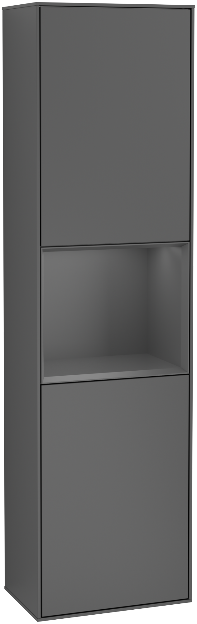 Villeroy & Boch Finion Armoire haute, avec éclairage, 2 portes, 418x1516x270mm, Caisson: Anthracite Matt Lacquer, Façade: Anthracite Matt Lacquer, Élément d’étagère: Anthracite Matt Lacquer