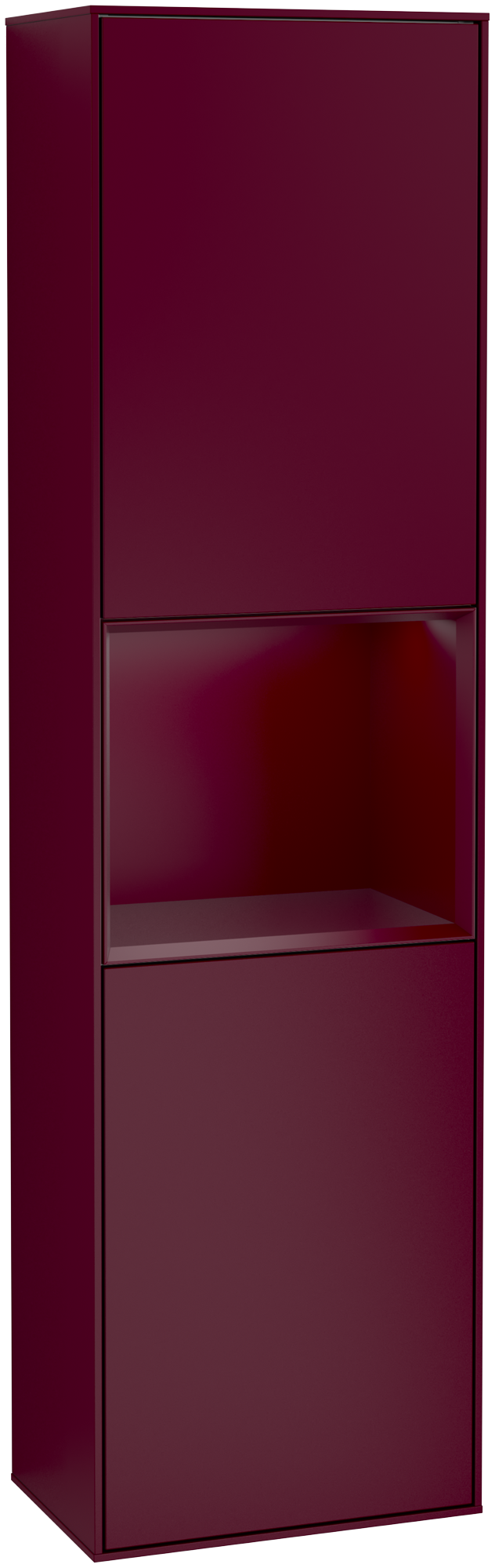 Villeroy & Boch Finion Armoire haute, avec éclairage, 2 portes, 418x1516x270mm, Caisson: Peony Matt Lacquer, Façade: Peony Matt Lacquer, Élément d’étagère: Peony Matt Lacquer
