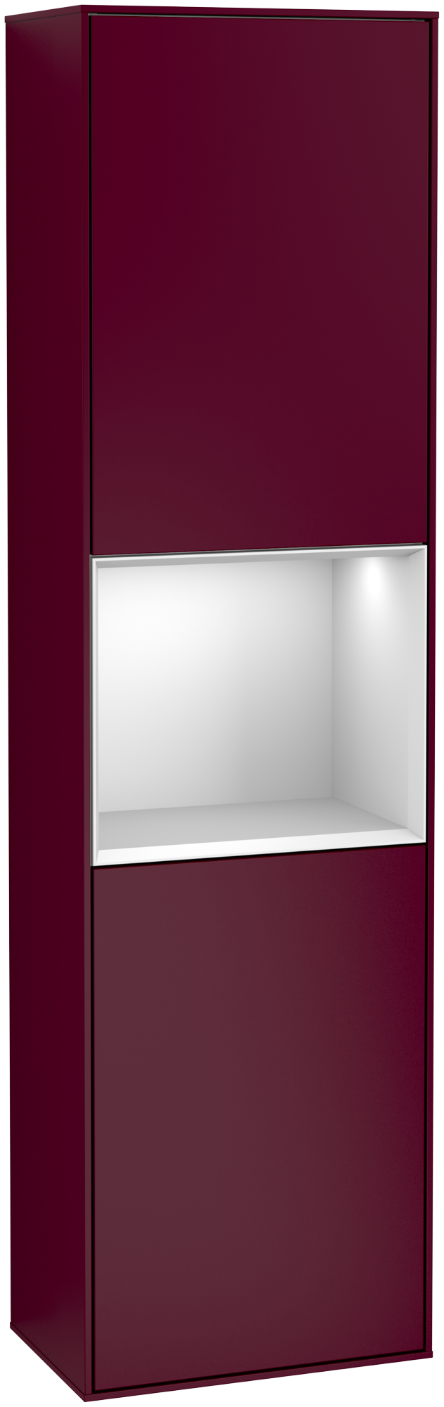 Villeroy & Boch Finion Hochschrank, mit Beleuchtung, 2 Türen, 418x1516x270mm, Korpus: Peony Matt Lacquer, Front: Peony Matt Lacquer, Regalelement: White Matt Lacquer