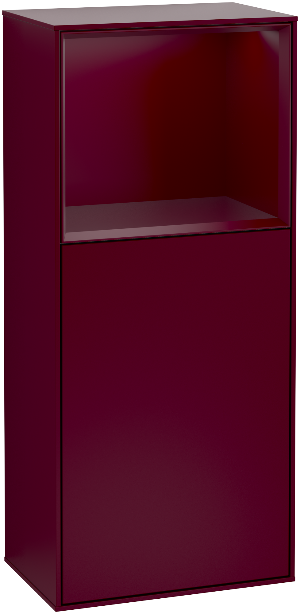 Villeroy & Boch Finion Side cabinet, with lighting, 1 door, 418x936x270mm, Body: Peony Matt Lacquer, Front: Peony Matt Lacquer, Shelf: Peony Matt Lacquer