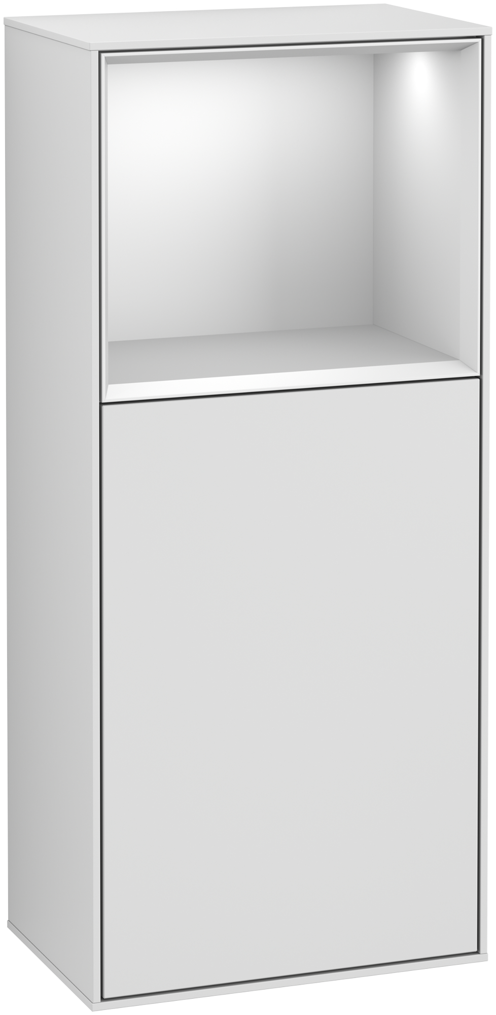 Villeroy & Boch Finion Side cabinet, with lighting, 1 door, 418x936x270mm, Body: White Matt Lacquer, Front: White Matt Lacquer, Shelf: White Matt Lacquer
