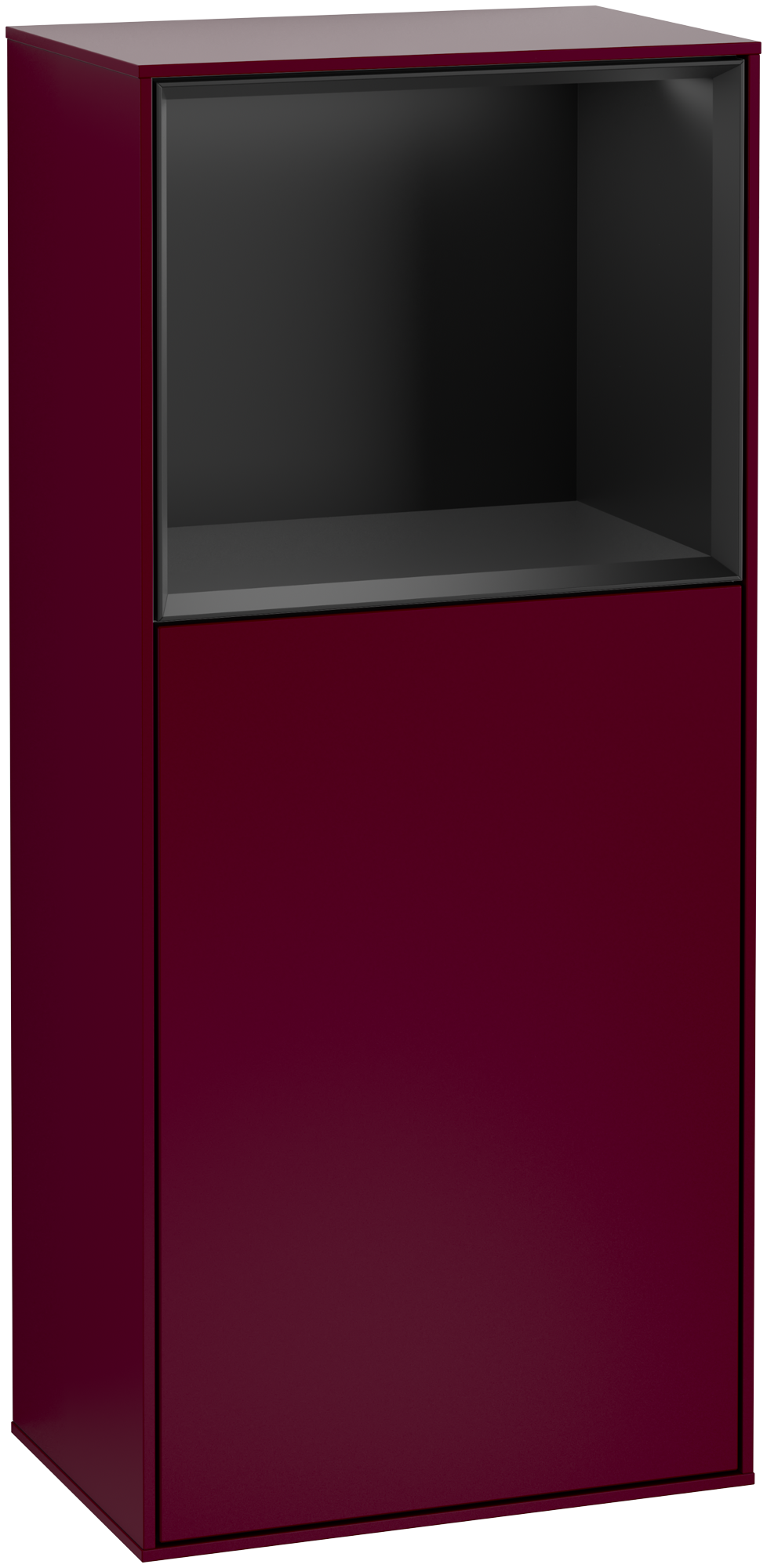 Villeroy & Boch Finion Side cabinet, with lighting, 1 door, 418x936x270mm, Body: Peony Matt Lacquer, Front: Peony Matt Lacquer, Shelf: Black Matt Lacquer